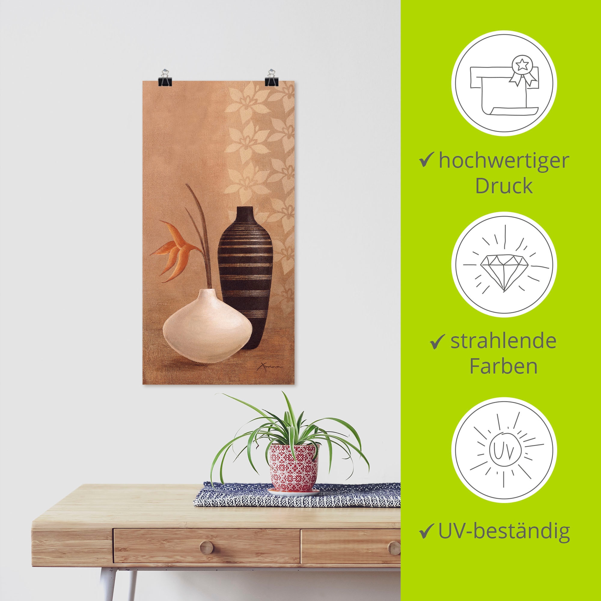 Artland Wandbild »Bauschige Vasen«, Vasen & Töpfe, (1 St.), als Leinwandbild, Poster, Wandaufkleber in verschied. Größen