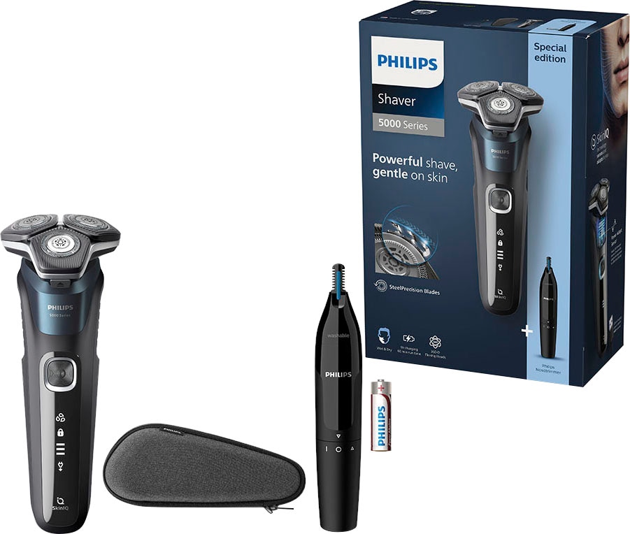 Philips Elektrorasierer »Shaver Series 5000 S5889/11«, ausklappbarer Präzisionstrimmer, Nasen- und Ohrenhaartrimmer, Etui, mit SkinIQ Technologie