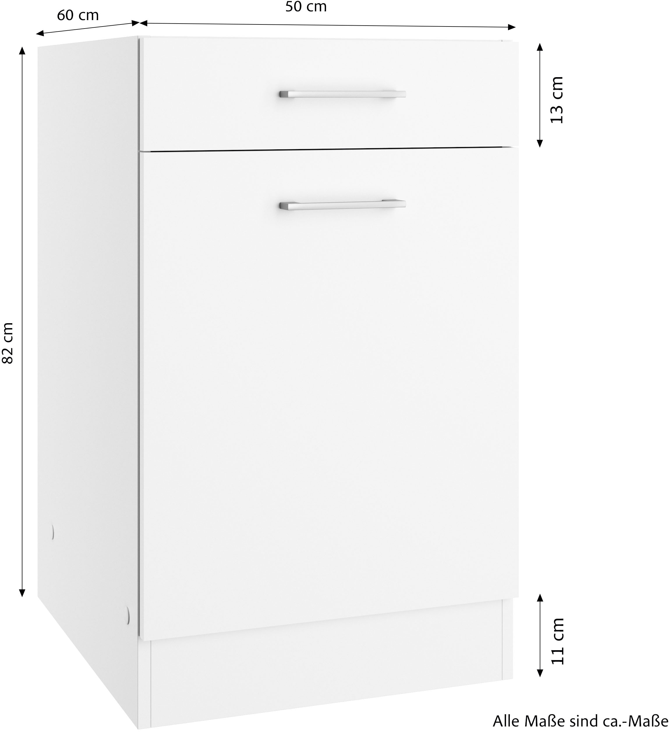 KOCHSTATION Unterschrank »KS-Milan«, HELD Möbel, Unterschrank 50 cm, matte oder hochglänzende Fronten