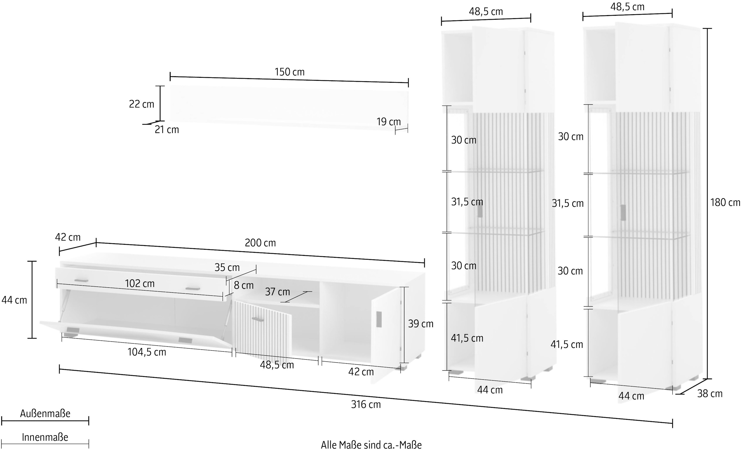 Home affaire Wohnwand »HUDSON« Set, 4 Stk. tlg.