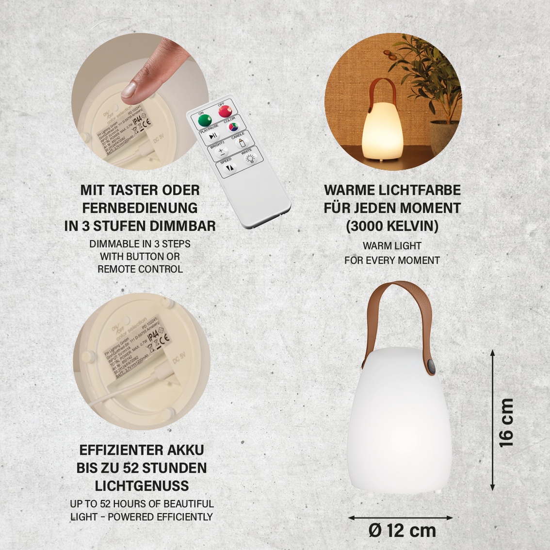 easy! BY FHL Außen-Tischleuchte »Ruby« LED-Modul 1 Stk. LED,MobilesLicht,Akkulampe,Farbwechsel,Dimmbar