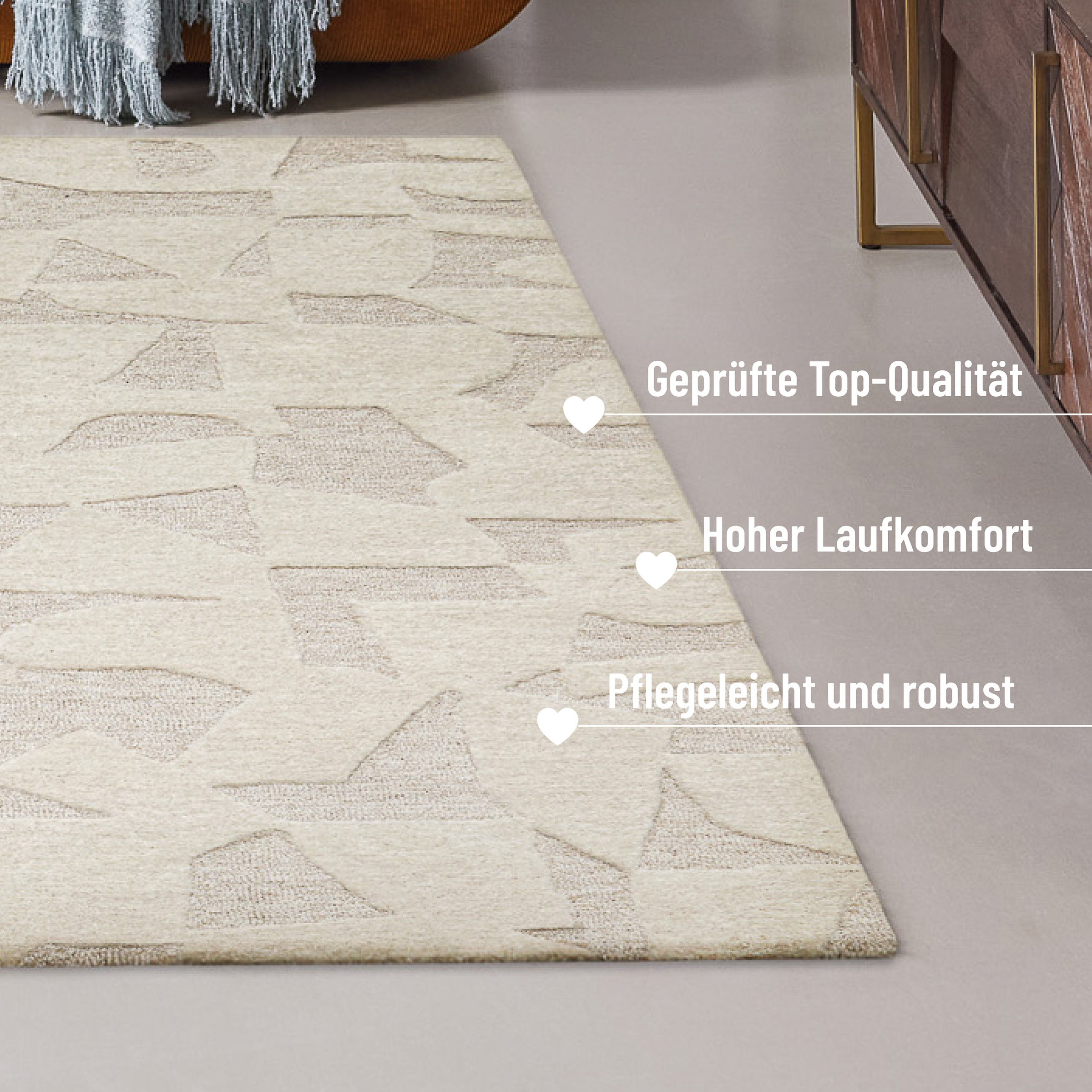 Wecon home Teppich »Ocean State« rechteckig 10 mm Höhe handgefertigt, gemustert, pflegeleicht, Wolle, Wohnzimmer, Esszimmer