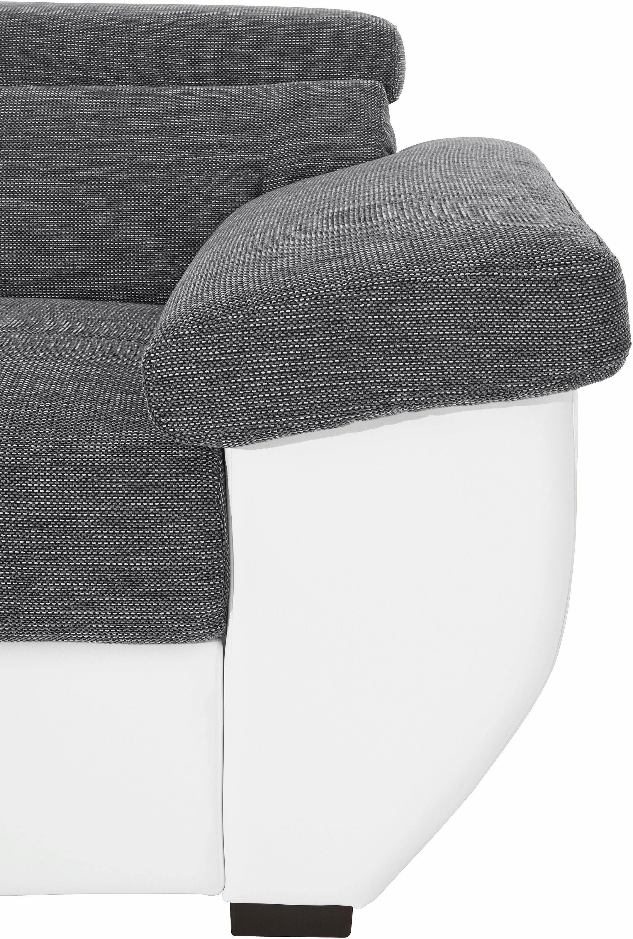 COTTA Polstergarnitur »Speedway L-Form«, (Set), Set bestehend aus: Ecksofa mit Kopfteilverstellung & Hocker