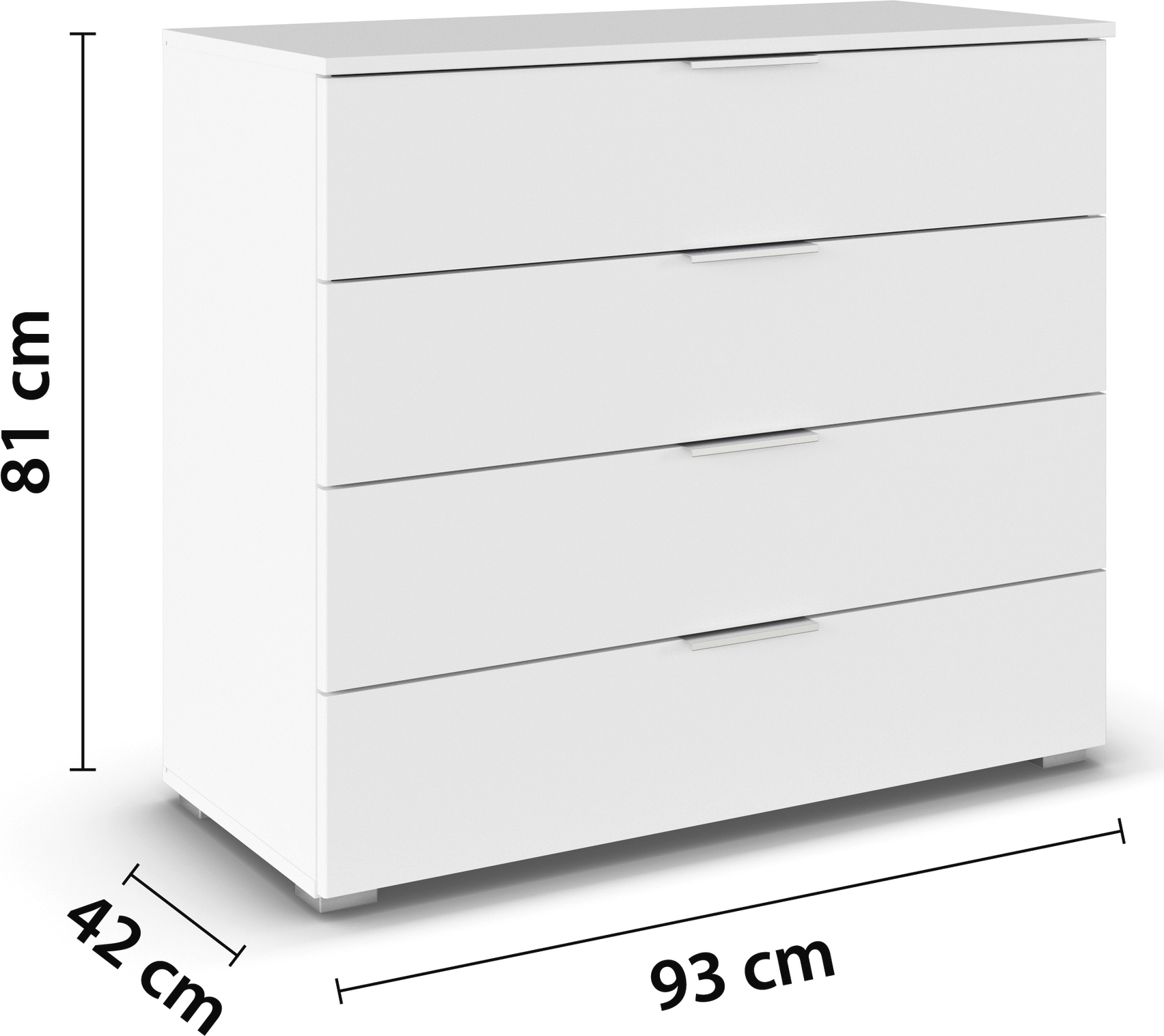 rauch Schubkastenkommode »Sideboard Schubladenkommode AGORDO mit Dekor- oder Hochglanzfront«, (in zwei Griff-Farben), Breite 93 cm mit 4 großen Schubladen für viel Stauraum MADE IN GERMANY