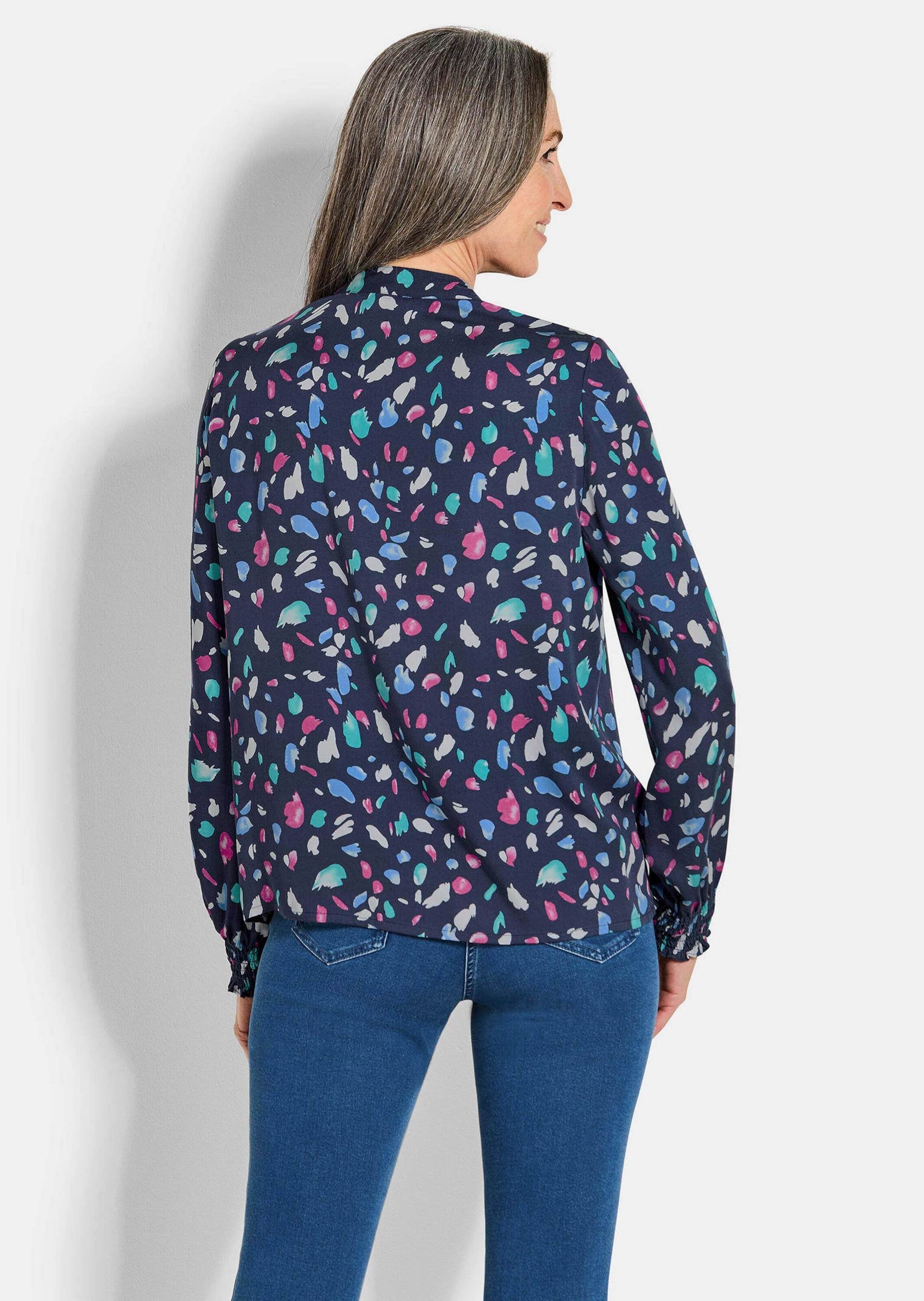 GOLDNER Klassische Bluse »Satin-Bluse mit Smok-Details«