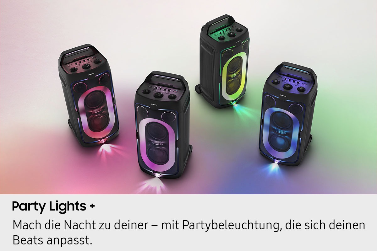 Samsung Party-Lautsprecher »Sound Tower MX-ST50F (2025)« 2.0 (Bluetooth Bassregelung | Beleuchtungseffekte | Lautstärkeregelung | Pairing | USB-Wiedergabe 240 W)