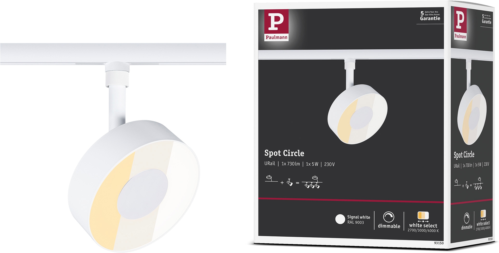Paulmann Schienensystem-Leuchten »URail Spot Circle 1x5W 2700-4000K 230V« LED-Modul 1 Stk. Farbwechsler Dimmbar