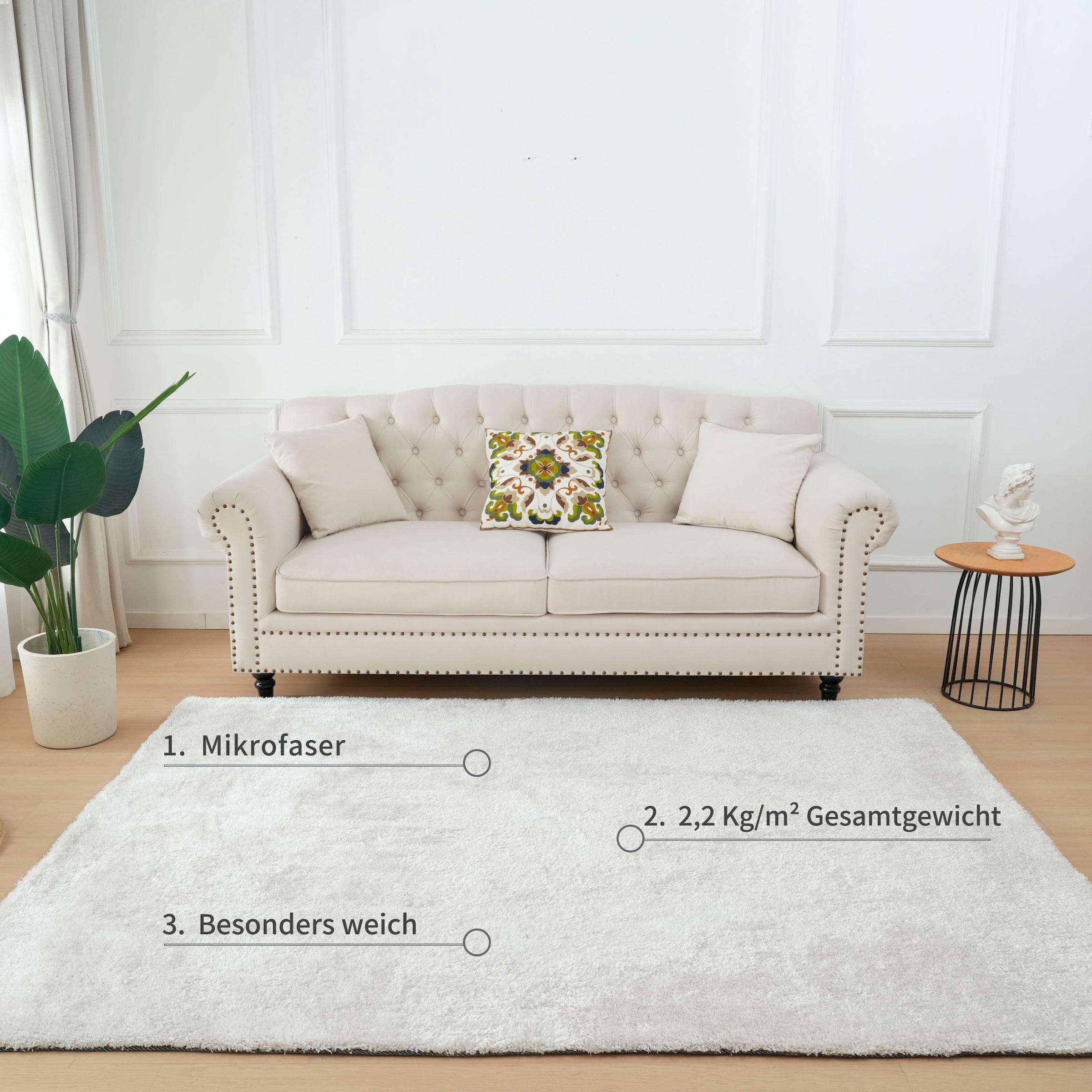 my home Hochflor-Teppich »Dana light, besonders weich, Mikrofaser Teppiche«, rechteckig, 25 mm Höhe, uni, leichter Glanz, Wohnzimmer, Schlafzimmer, Esszimmer