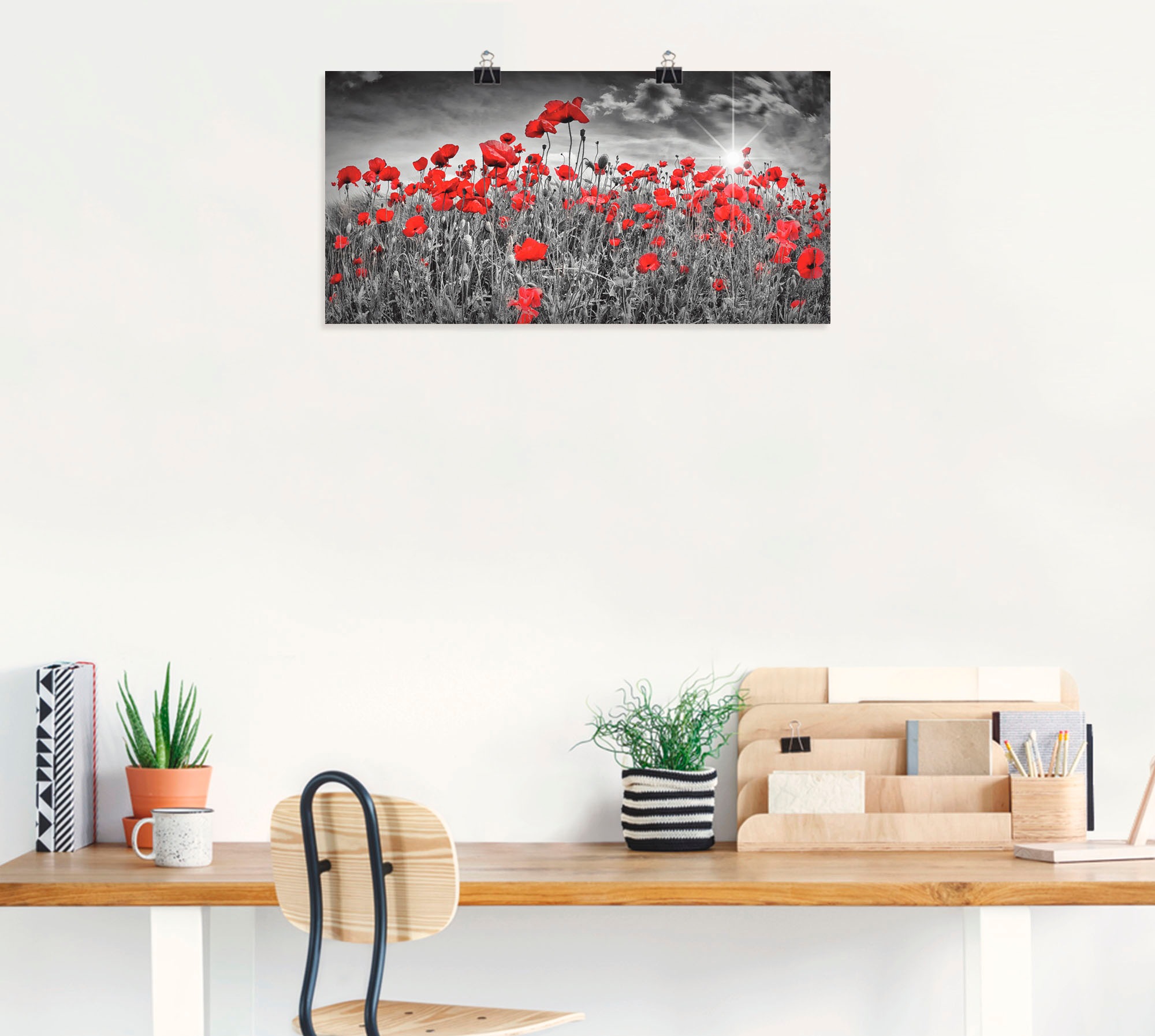 Artland Wandbild »Idyllisches Mohnblumenfeld mit Sonne« Blumen 1 Stk. tlg. als Alubild, Outdoorbild, Leinwandbild, Poster, Wandaufkleber