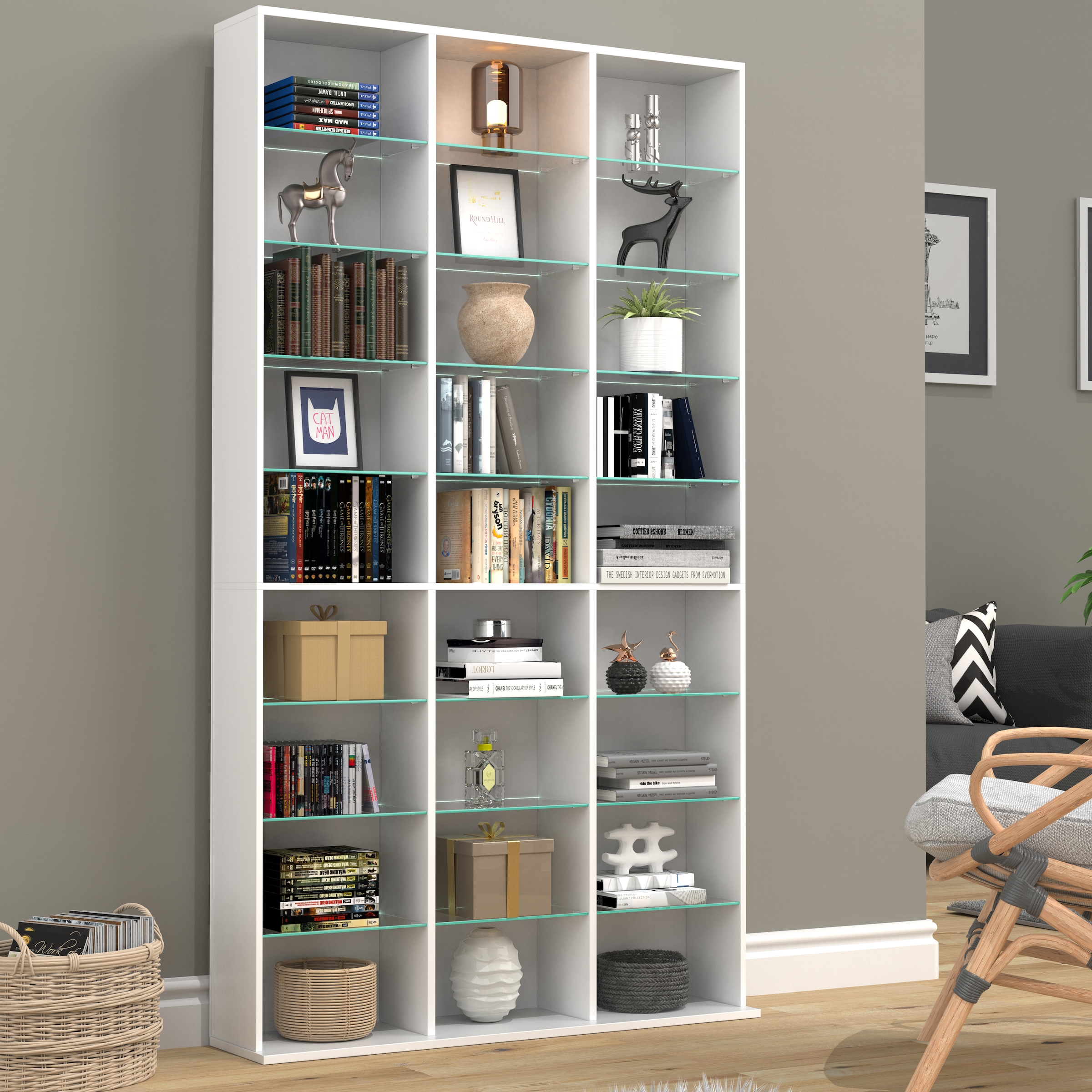 VCM Standregal »Holz CD DVD Standregal Bücherregal Regal Zilas XL« 1 Stk. tlg.