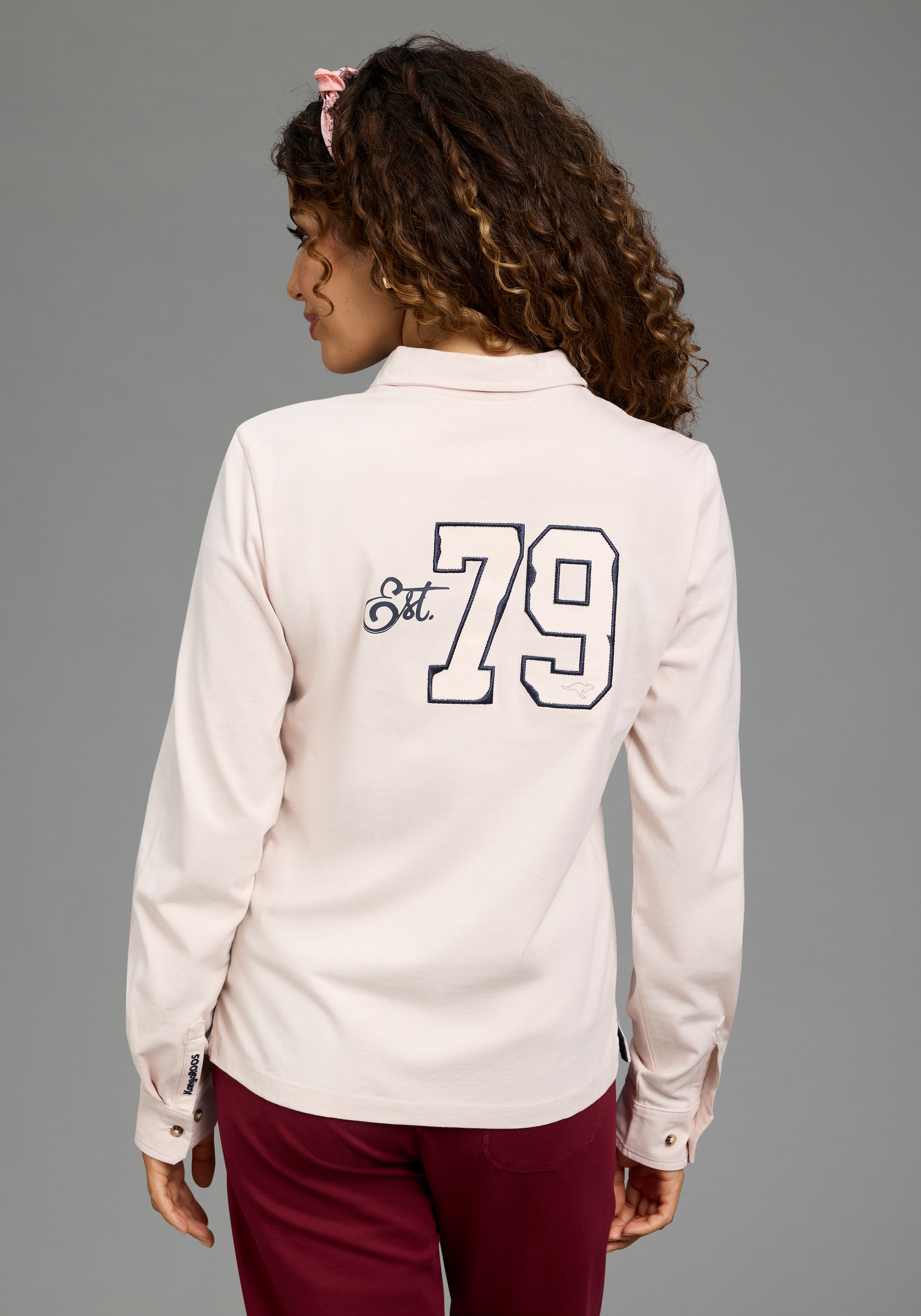 KangaROOS Poloshirt aus Jersey, mit Drucke, körpernahe Passform, Langarm