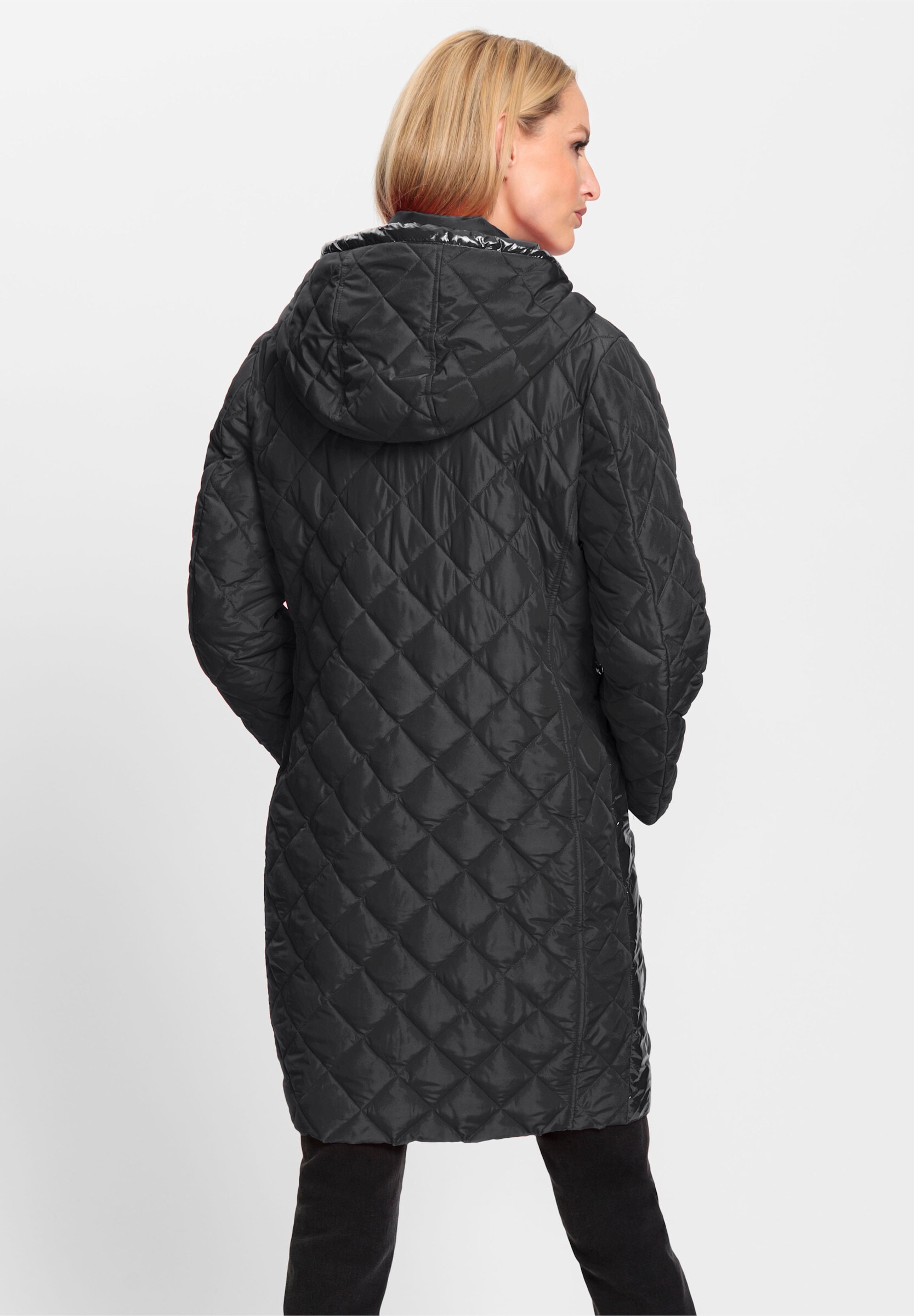 heine Steppjacke »Kurzmantel Steppmantel mit Details in Lack-Optik« mit Kapuze