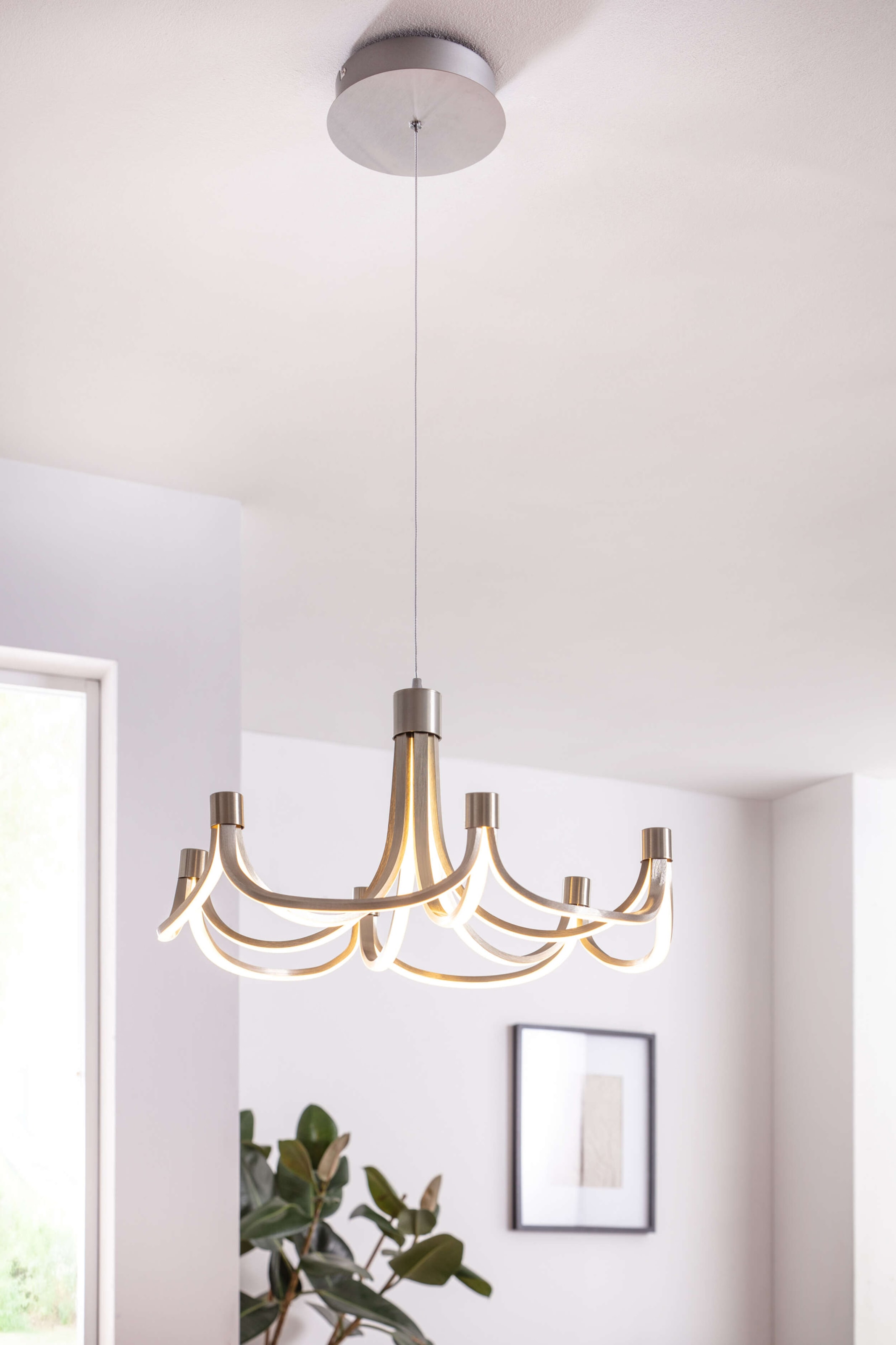 näve LED Pendelleuchte »Festos« LED-Modul 1 Stk. Kronleuchter, stufenweise dimmbar, satiniertes Metall, H: 150cm