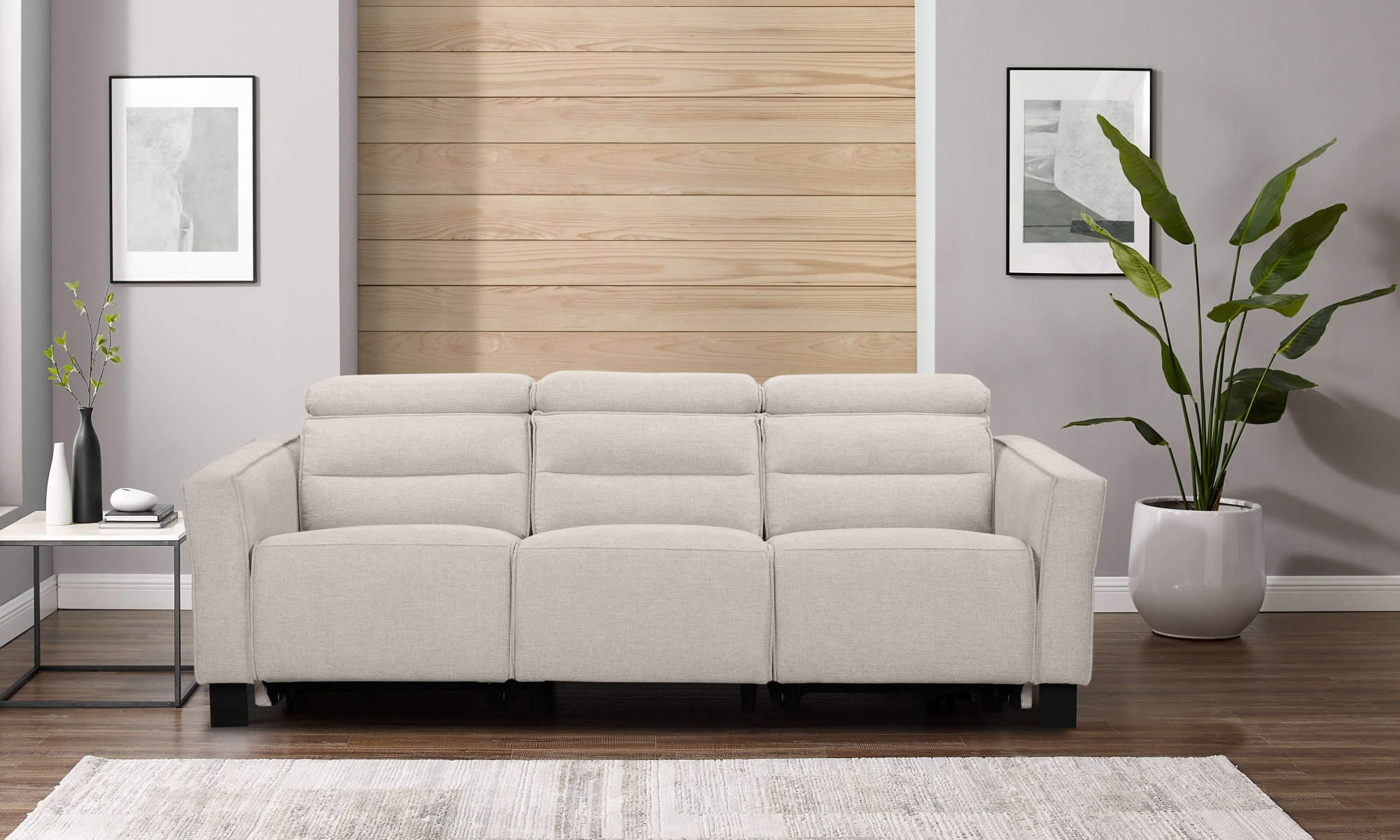 Places of Style 3-Sitzer »Carpari, 224cm, manuelle od. elektrische Relaxfunktion in 2 Sitzen«, mit USB-A/C, Kopfteilverstellung, Echtleder, Kunstleder, Webstoff
