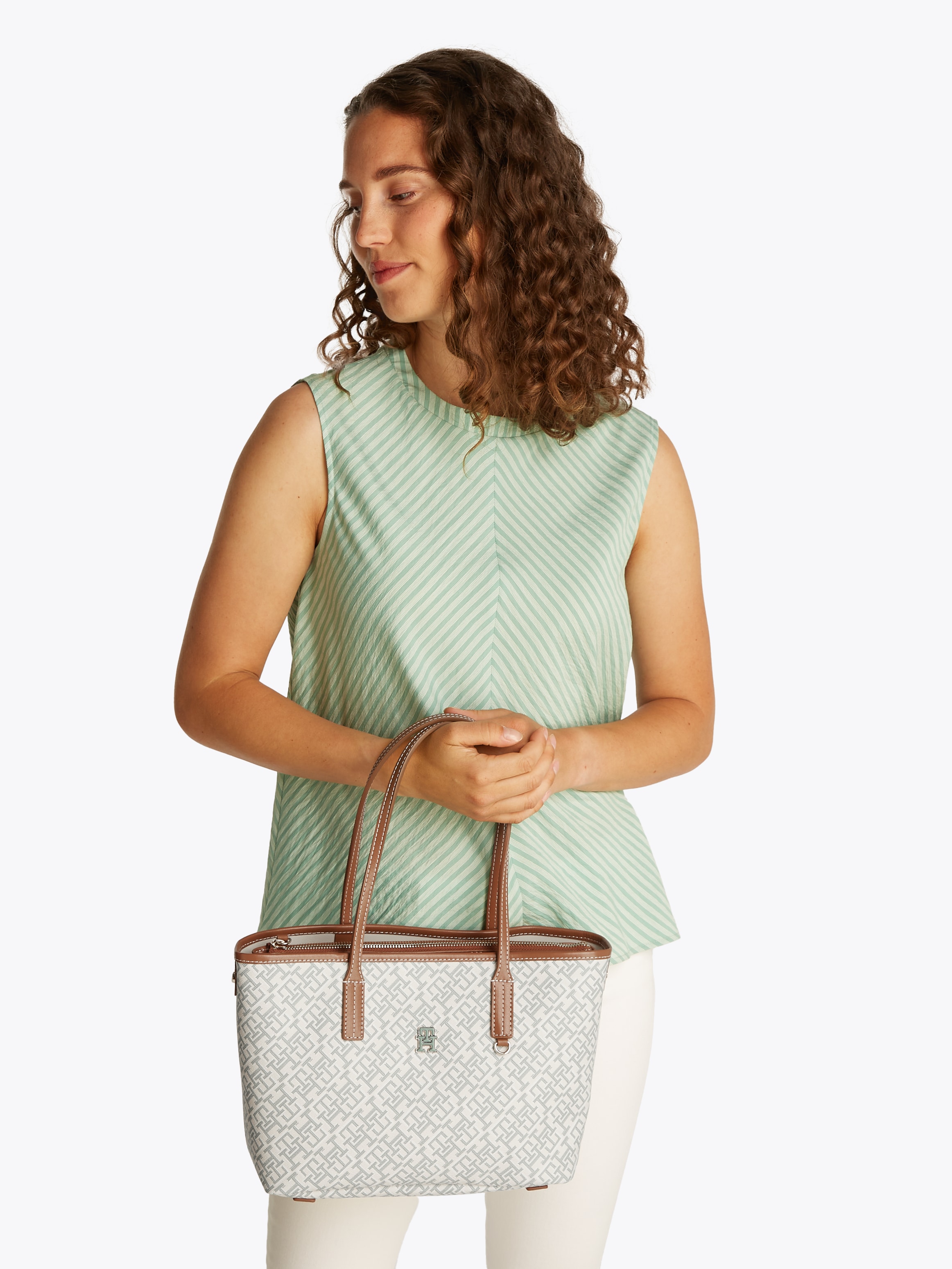 Tommy Hilfiger Tragetasche »TH MONOPLAY LEATHER MINI TOTE«, Damen Henkeltasche mit herausnehmbarer Innentasche