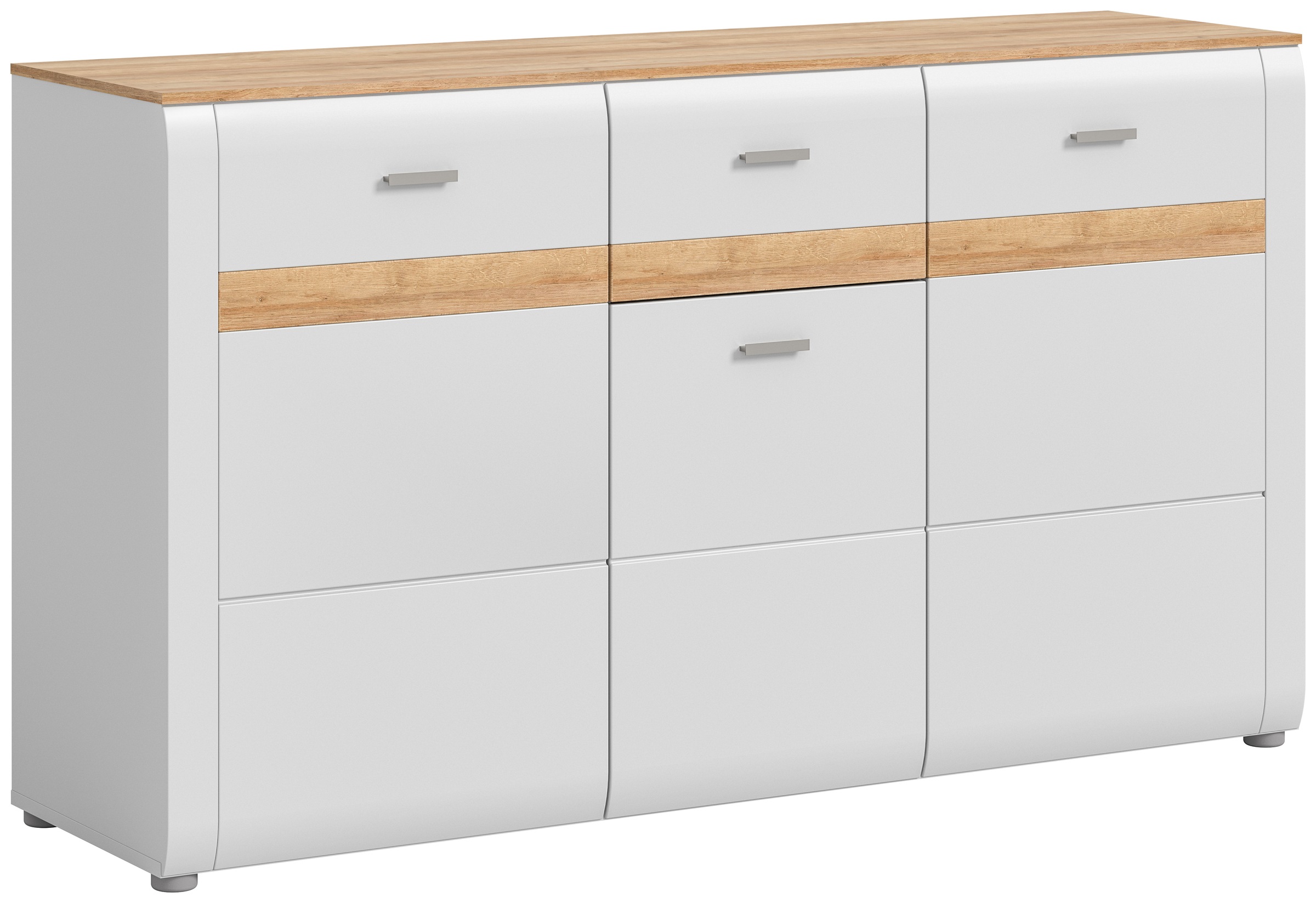 INOSIGN Sideboard »Aska, Breite 150cm, Metallgriffe,3 Türen,1 Schubkästen, 2 Einlegeböden«, (1 St.), Matte Optik, 2-farbig, Anrichte, Schrank, Kommode, Wohnmöbel