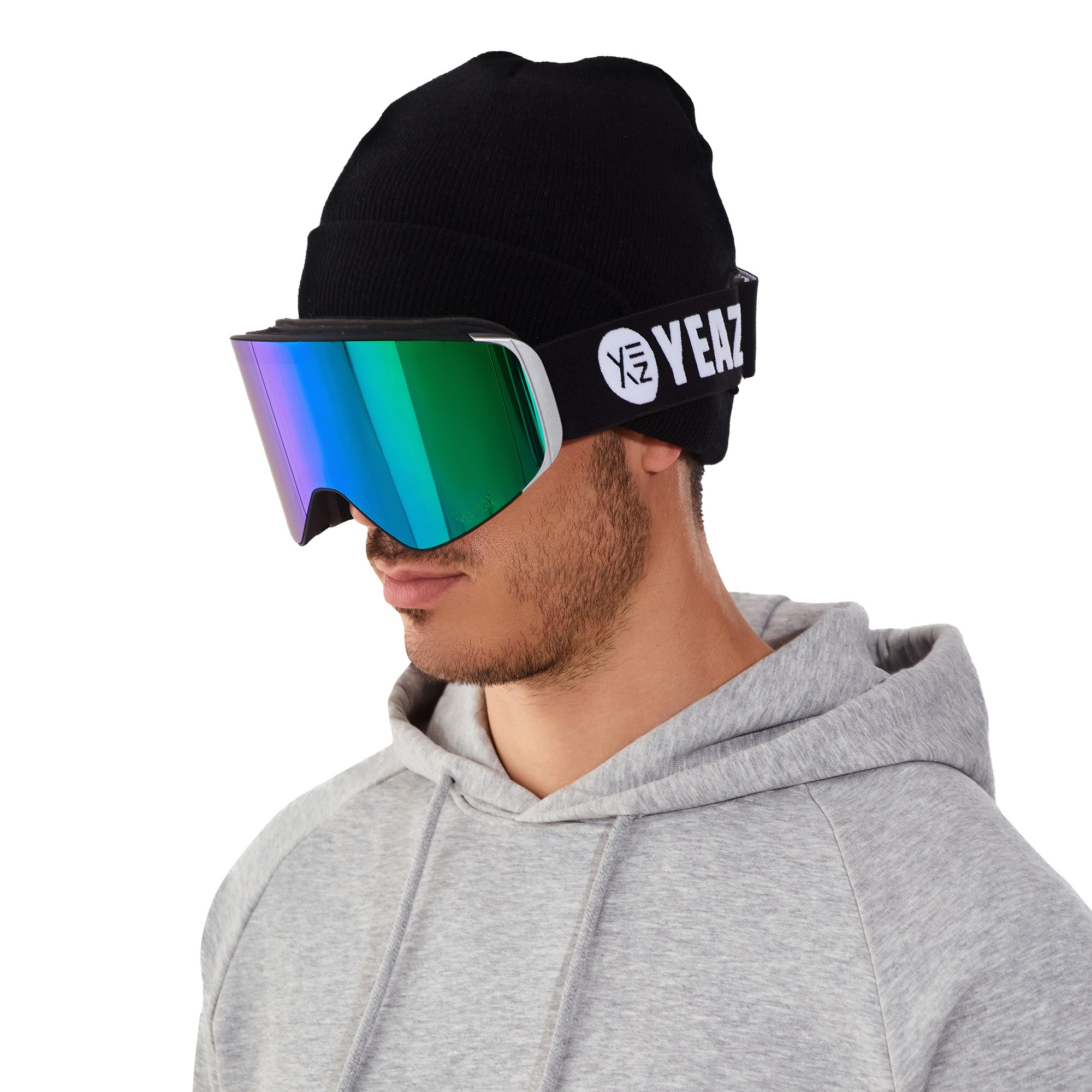 YEAZ Snowboardbrille »Magnet-Ski-Snowboardbrille grün verspiegelt/silber APEX«