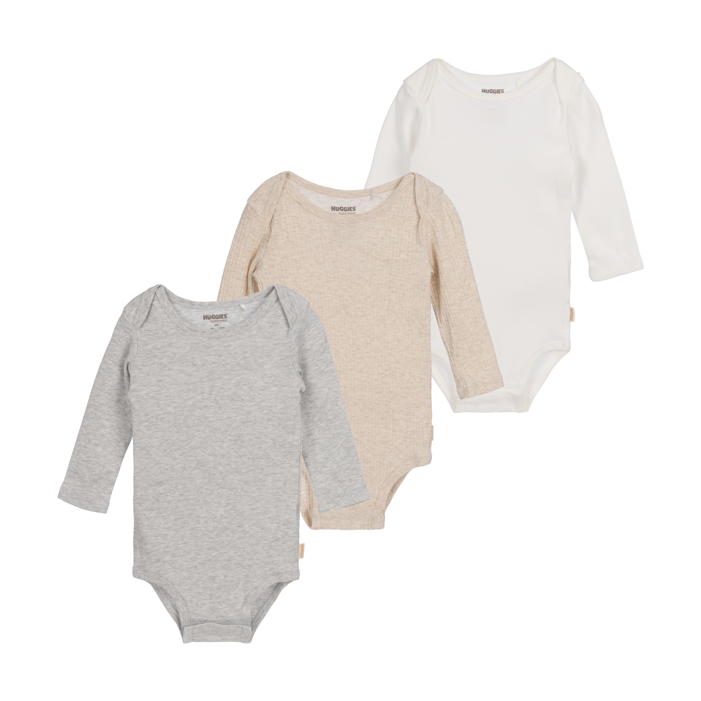 HUGGIES babywear Langarmbody »HUGB 3PK BODYSUIT« Packung, 3 Stk. 3er-Pack, in Ripp-Optik