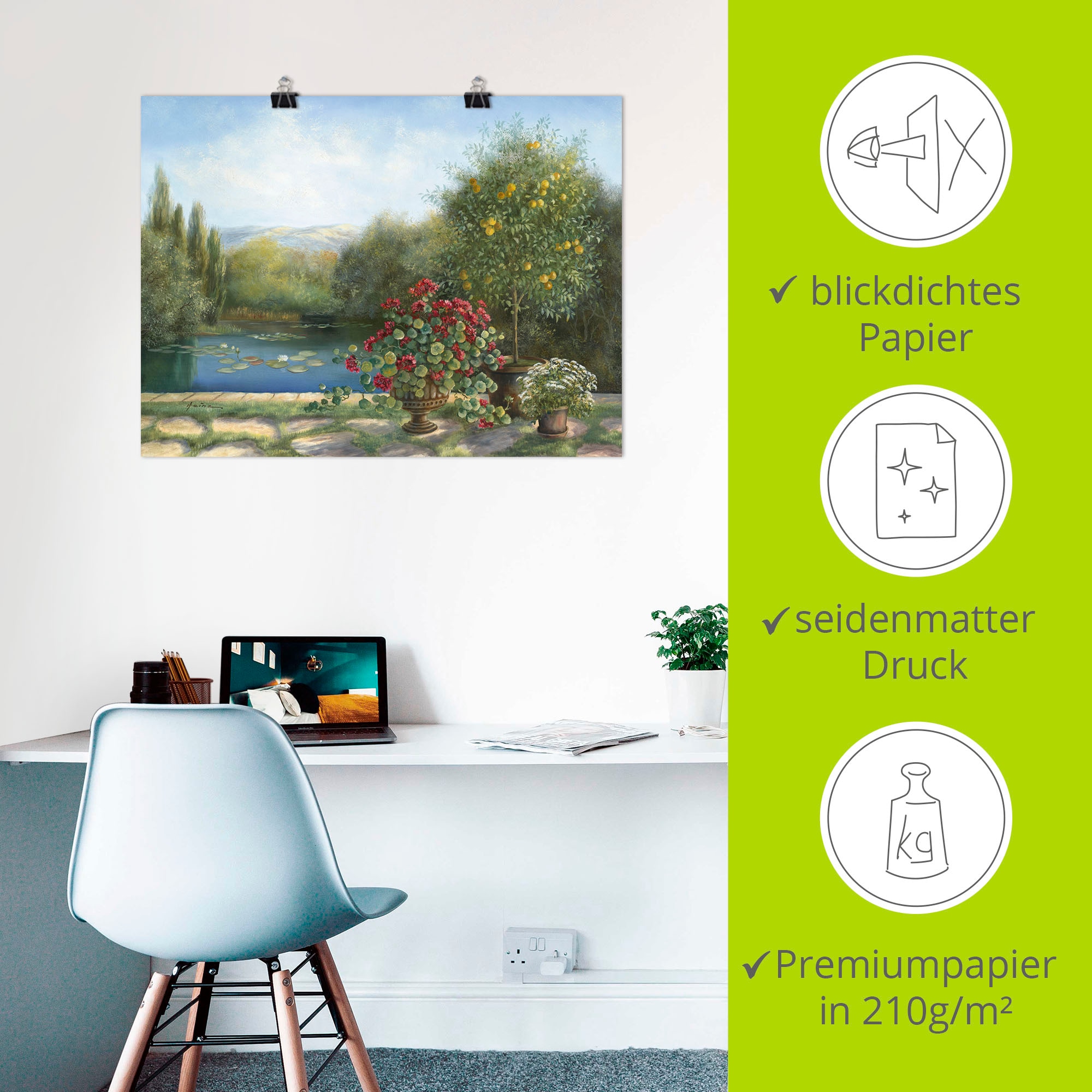 Artland Poster »Seerosenteich«, Gartenbilder, (1 St.), als Alubild, Leinwandbild, Wandaufkleber oder Poster in versch. Größen