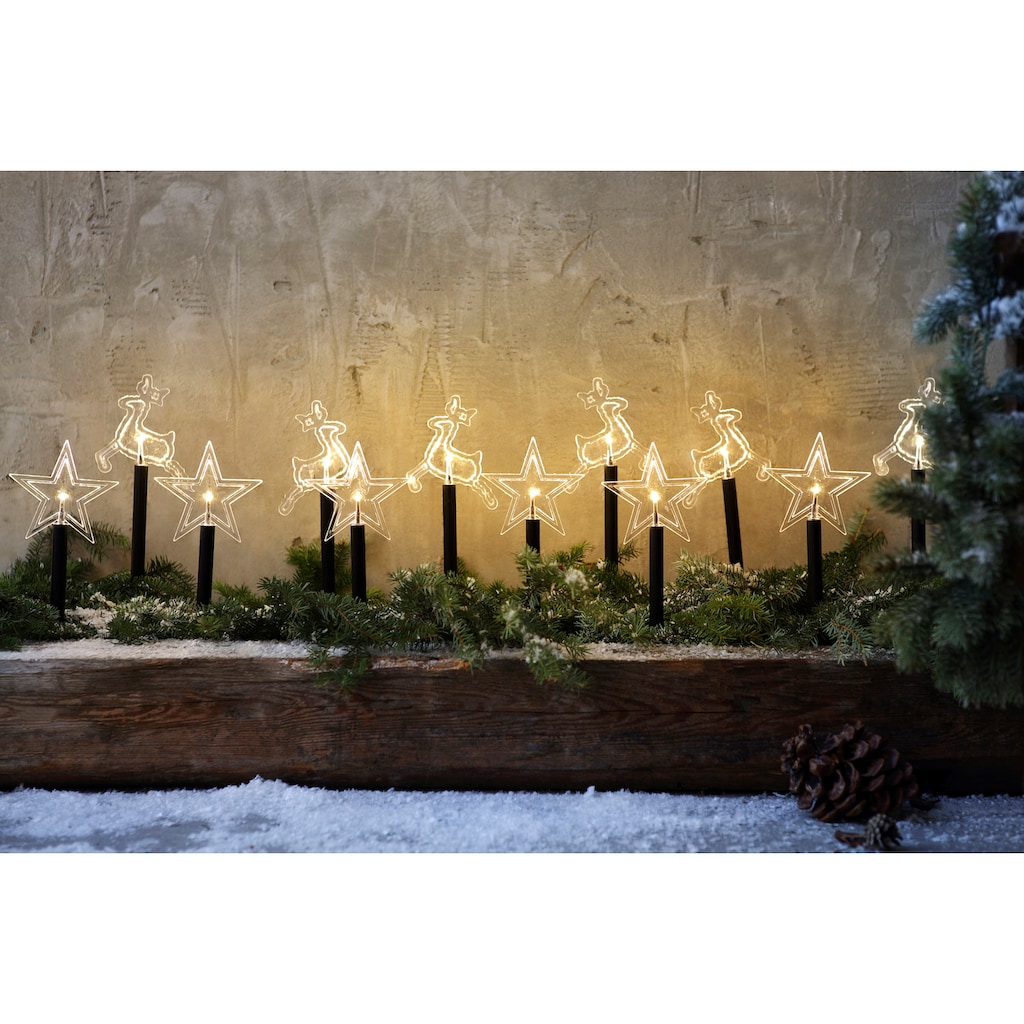 LED Gartenleuchte »Leuchtstab Rentier, Weihnachtsdeko aussen«, mit 12 Erdspießen
