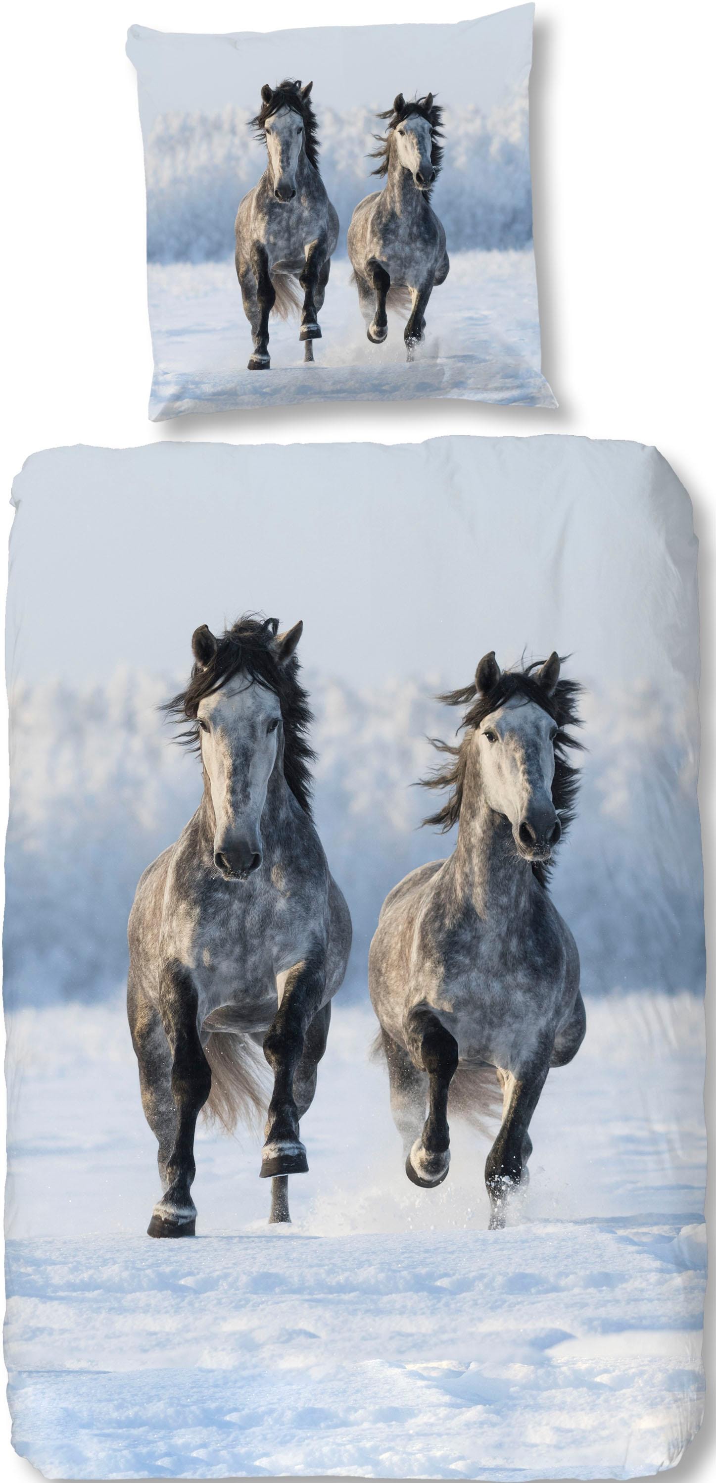 good morning Bettwäsche »Snowhorses«, (2 tlg.), mit Pferde Motiv