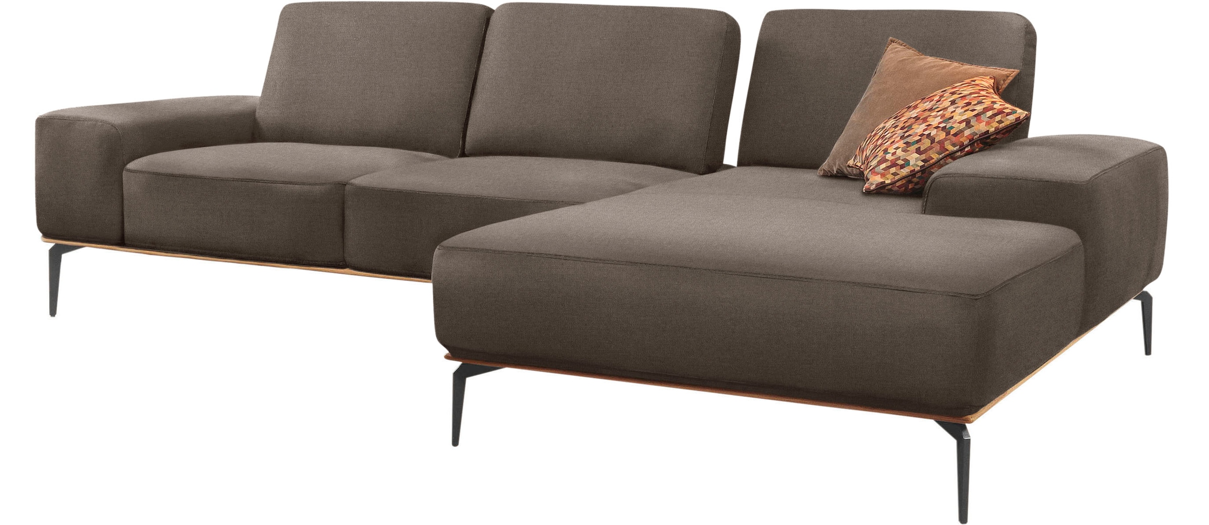 W.SCHILLIG Ecksofa »run, Designsofa mit tollem Sitzkomfort, bequem, L-Form«, mit Holzsockel, Füße in Schwarz pulverbeschichtet, Breite 299 cm