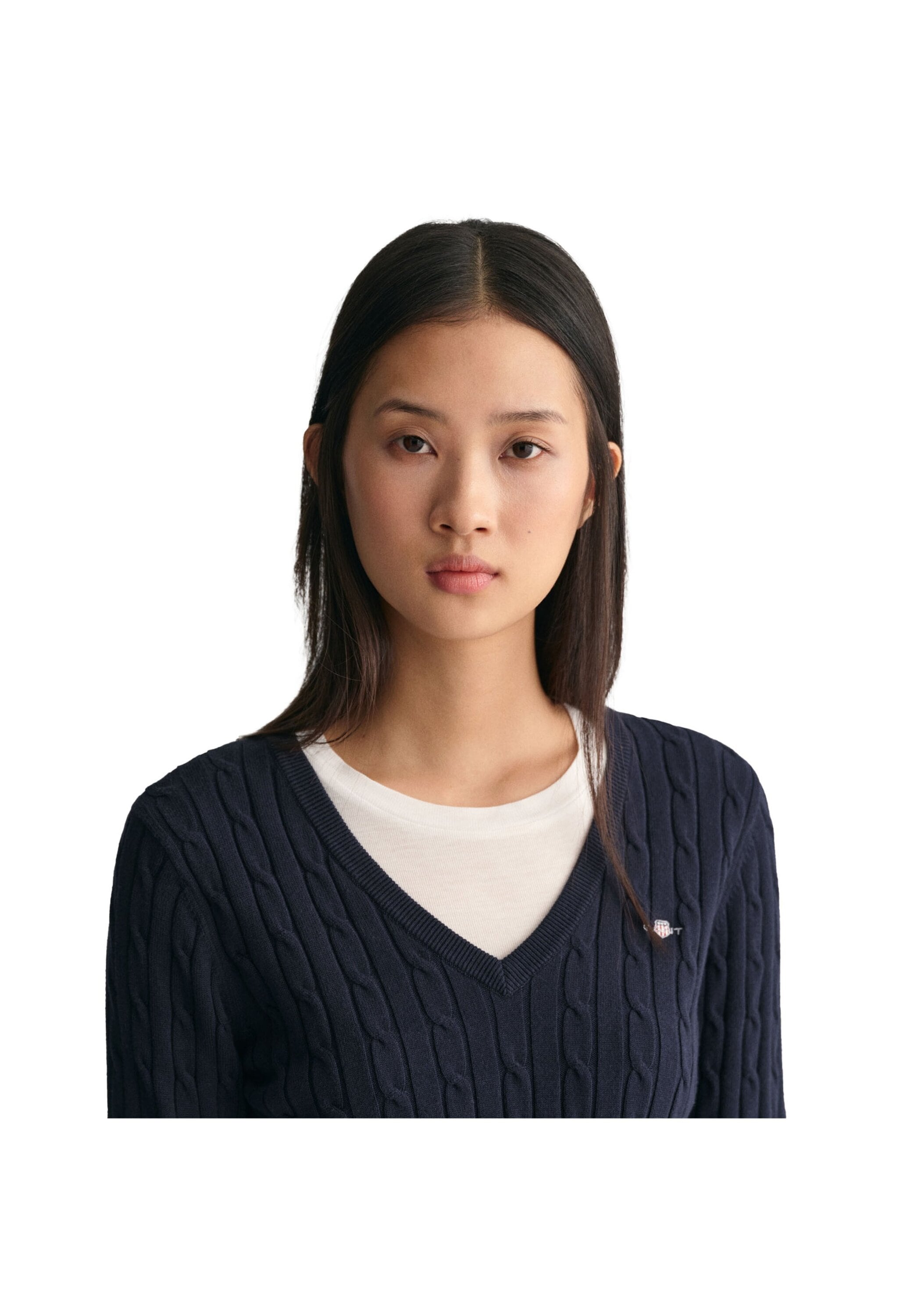 Gant Sweater »Strickpullover STRETCH COTTON CABLE V-NECK«