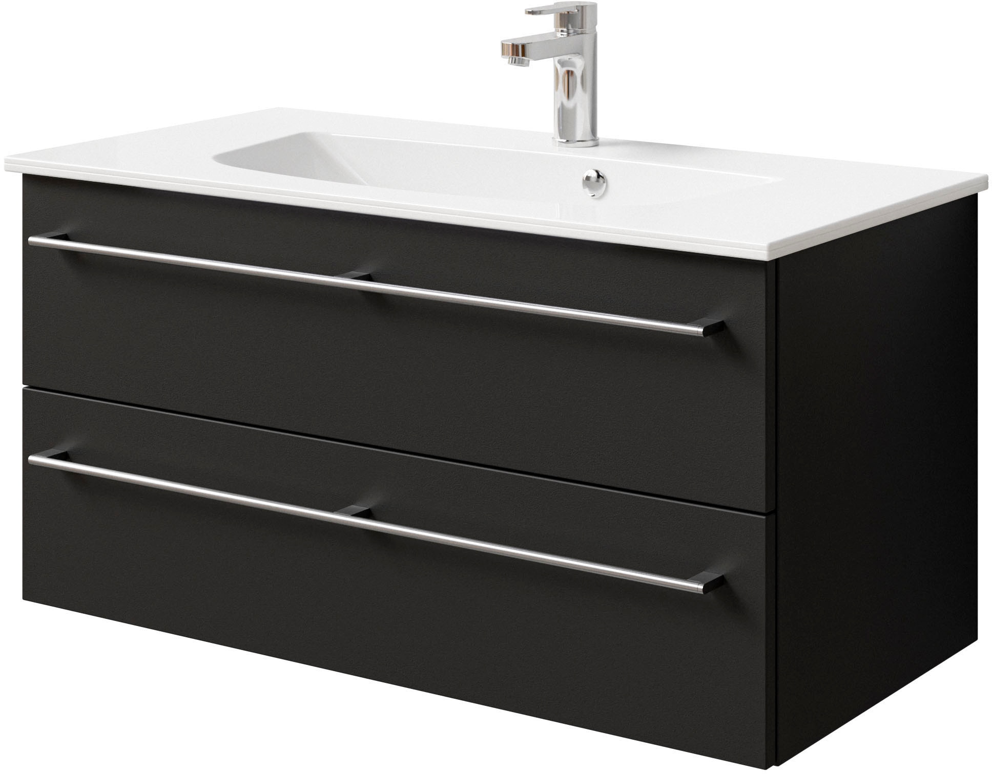 Saphir Waschtisch "Serie 6025 Mineralmarmor-Waschtisch mit Unterschrank, 97 cm breit" 2 Stk. tlg. Waschplatz mit 2 Schubladen, hängend, verschiedene Ausführungen