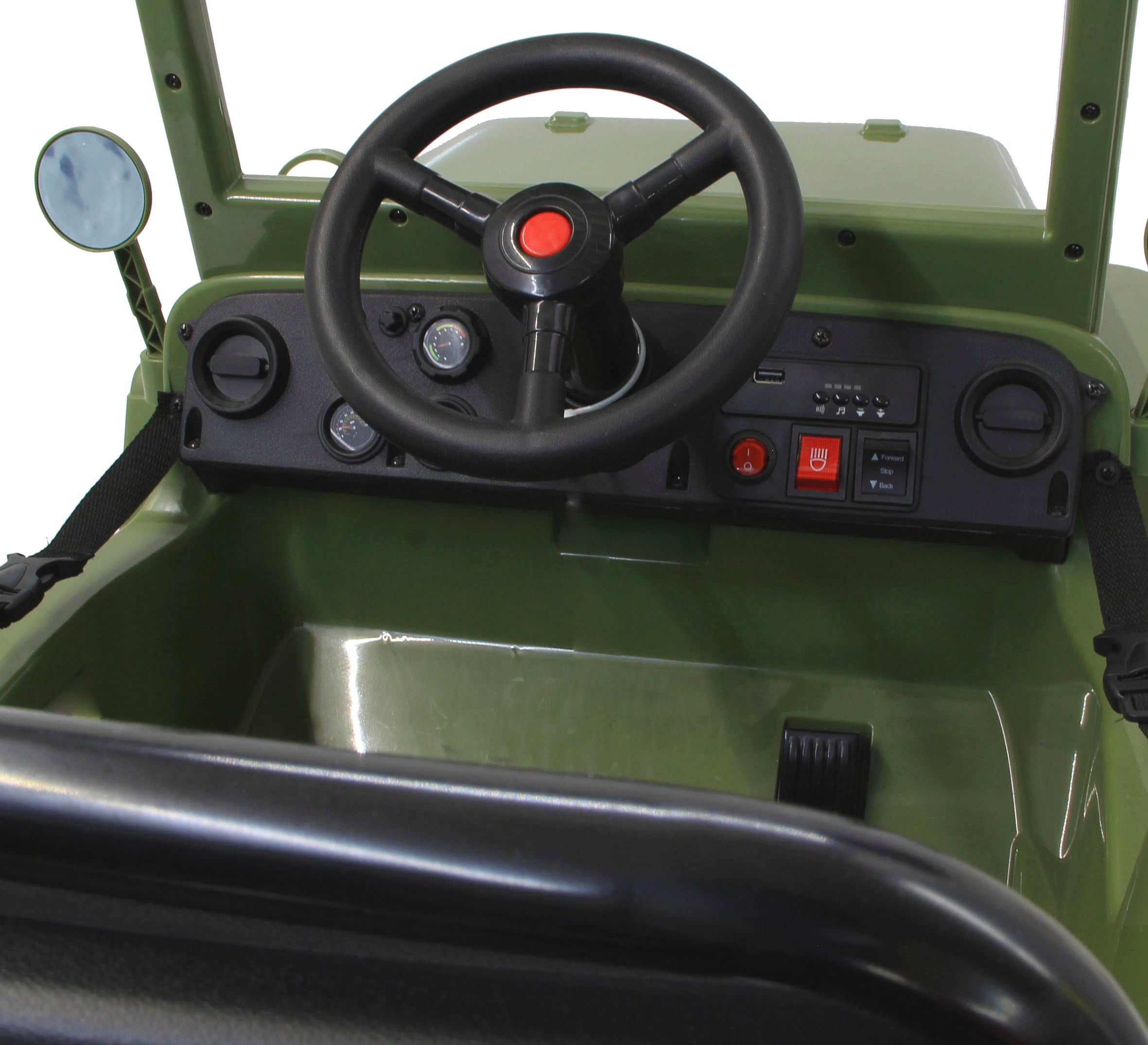 Jamara Elektro-Kinderauto »Ride-on Jeep Willys MB Army grün«, ab 3 Jahren, bis 25 kg, 12V/4,5Ah, Softanlauf, Bluetooth, USB-Anschluss