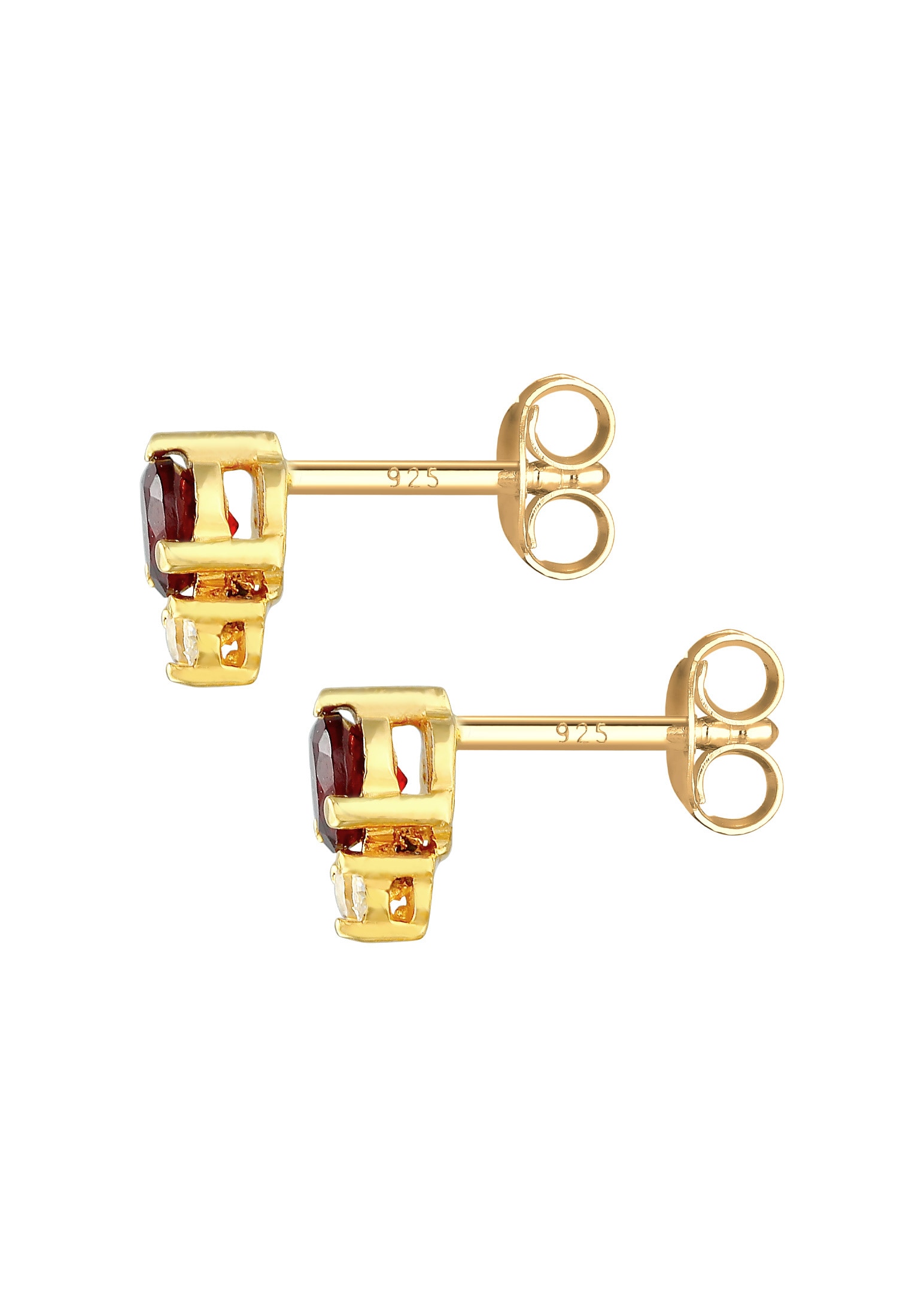 Elli Premium Paar Ohrstecker »Ohrringe Granat Rot Liebe Topas 925 Silber vergoldet«
