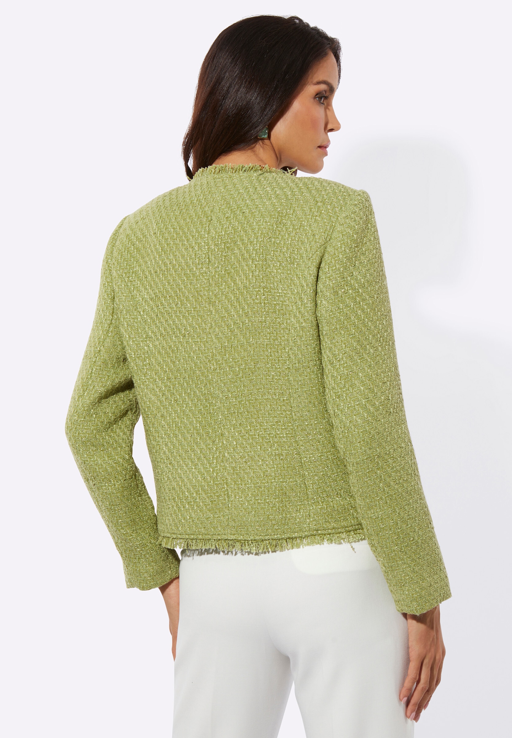 creation L Blusenblazer »Bouclé-Blazer Bouclé-Blazer mit Fransen-Verzierung«