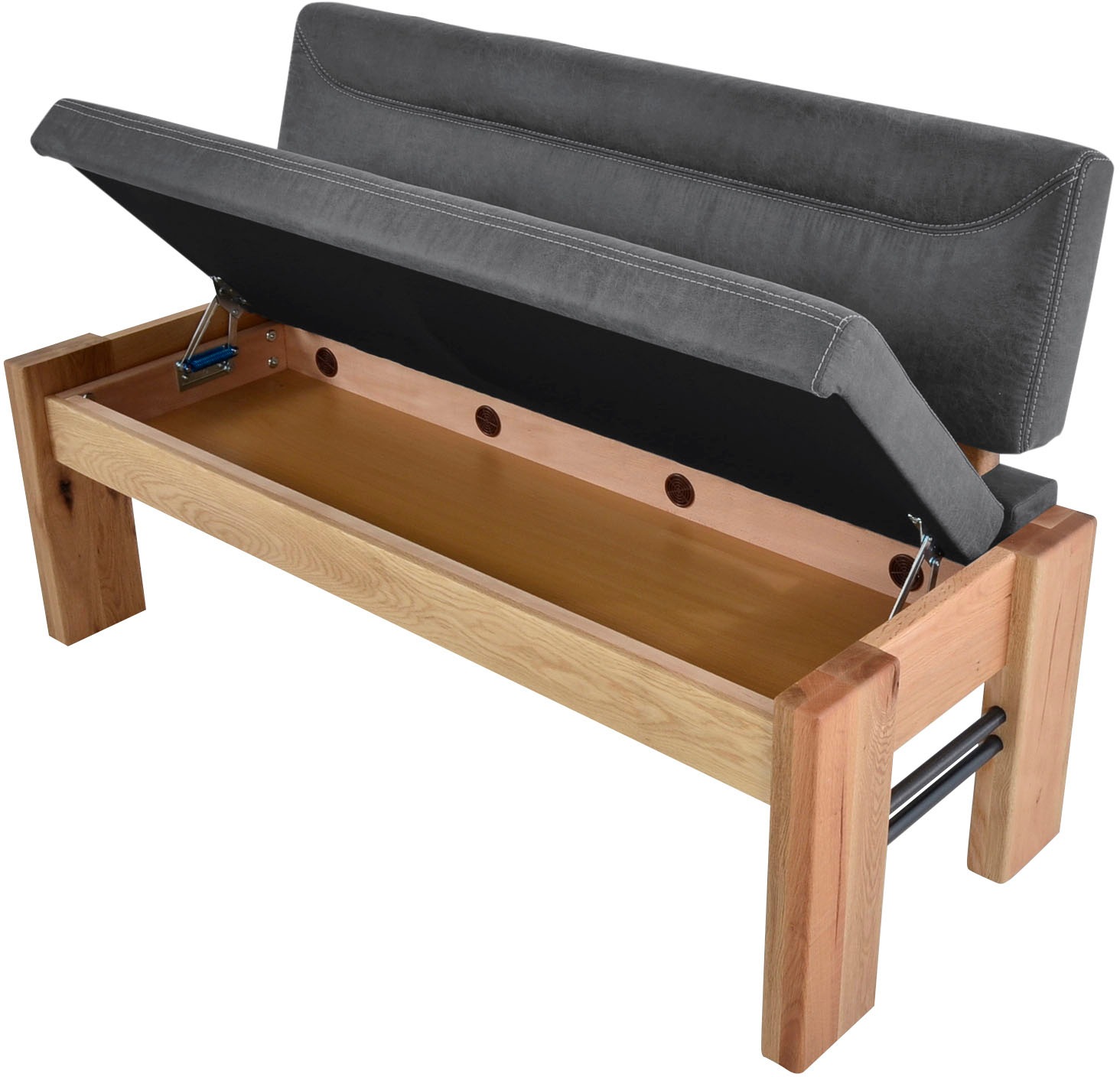 K+W Komfort & Wohnen Polsterbank, gepolsterte Stauraumbank, Massivholz, in 2 Breiten 161cm oder 181cm