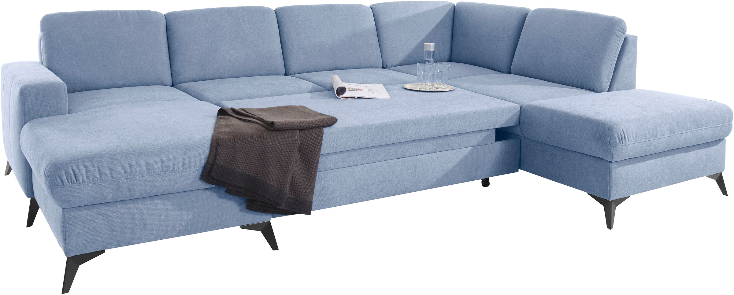 Places of Style Wohnlandschaft »Lolland U-Form«, Wahlweise mit Bettfunktion und Stauraum, auch mit abwischbarem Bezug