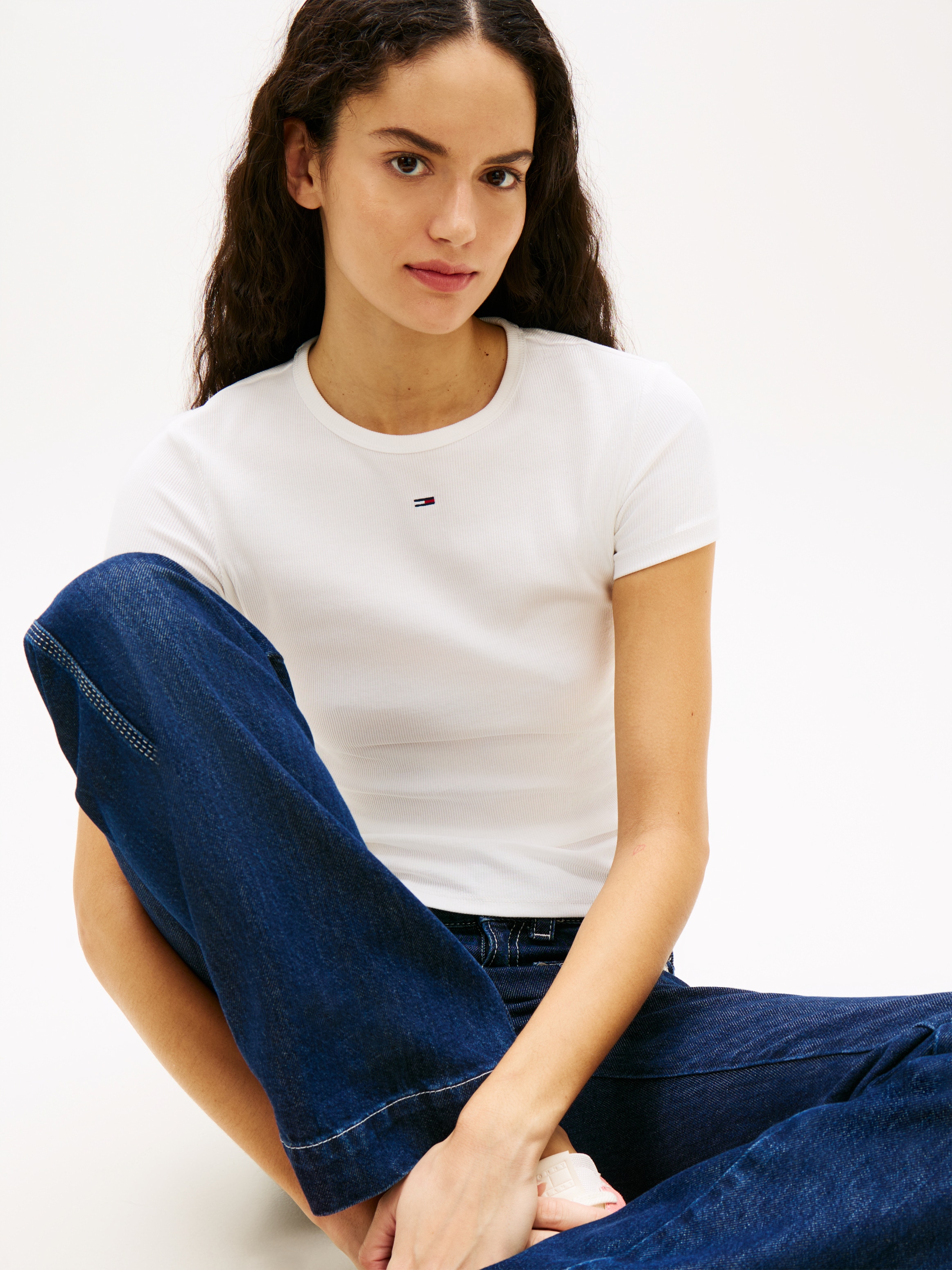 Tommy Jeans Kurzarmshirt »TJW 2PACK SLIM ESSENTIAL RIB SS« Packung, 2er-Pack, 2 Stk. mit gerippter Struktur, Rundhals