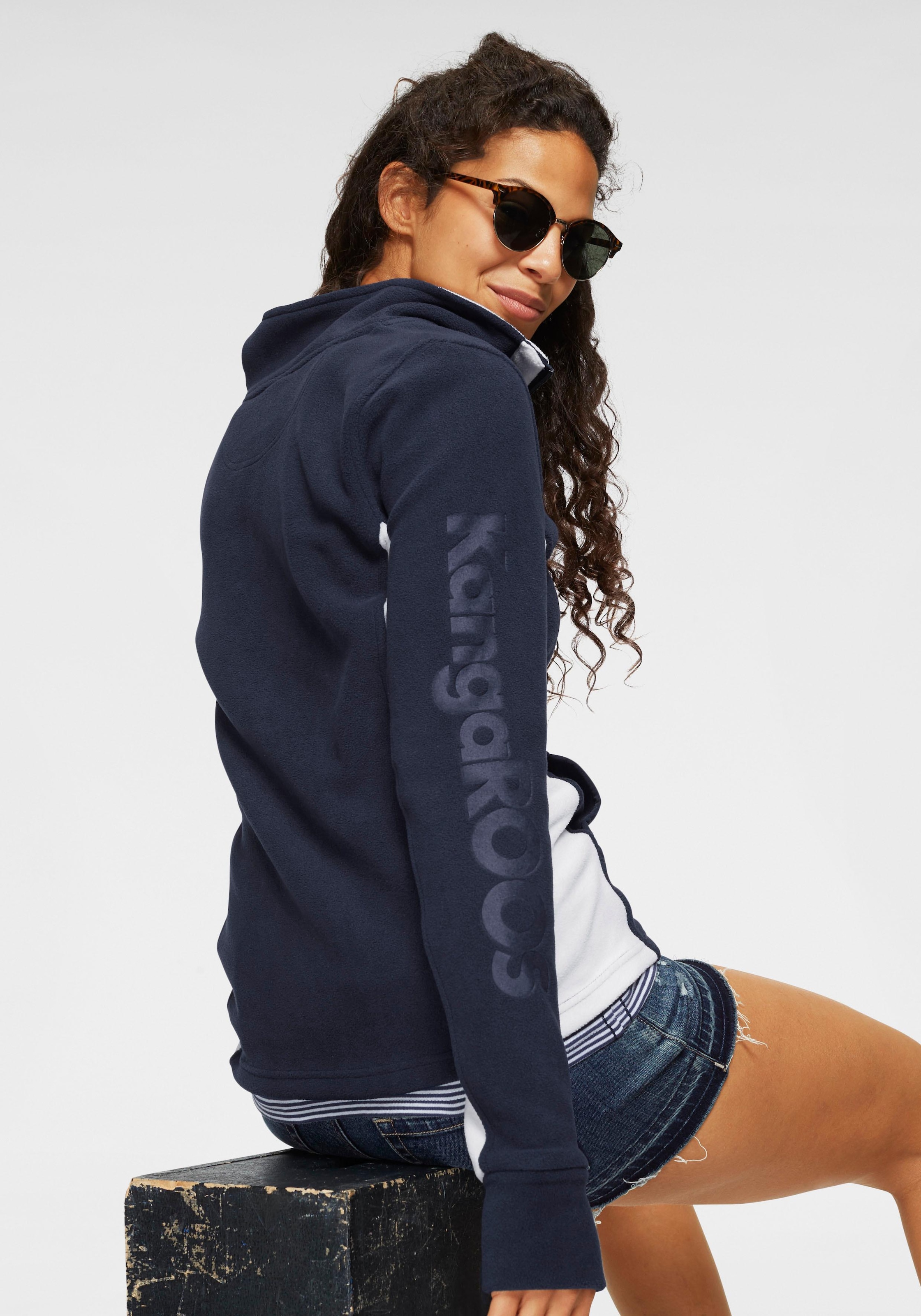 KangaROOS Einsätzen ohne mit Fleecejacke, kontrastfarbenen ♕ bei Kapuze,