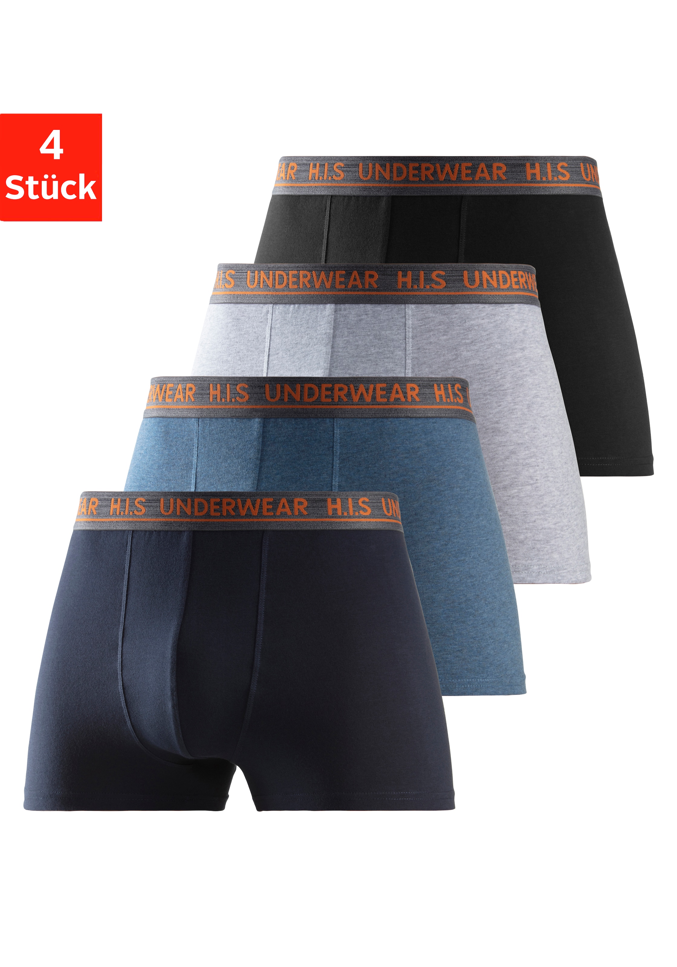 H.I.S Boxer, (Packung, 4 St.), mit bequemem Stretchbündchen