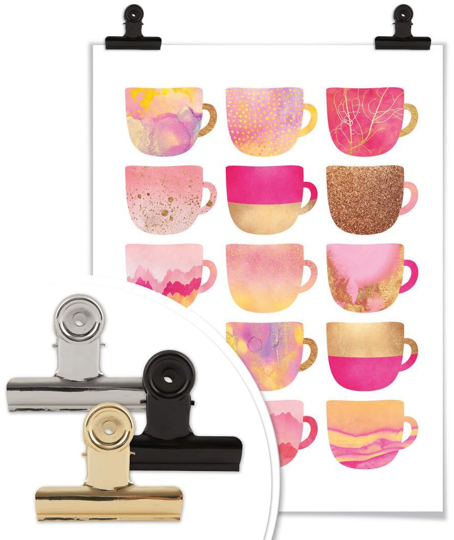 auf (1 St.) Poster »Kaffeetassen Besteck, Wall-Art Raten Geschirr & Pink«, bestellen