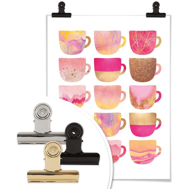 Wall-Art Poster »Kaffeetassen Pink«, Geschirr & Besteck, (1 St.) auf Raten  bestellen