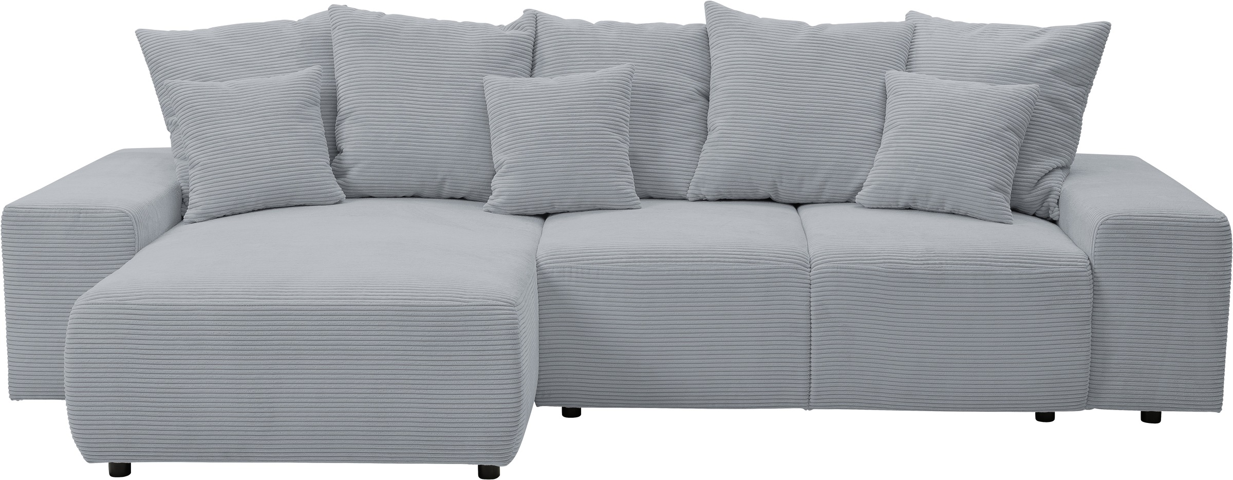 WERK2 Ecksofa »Riwa, modernes Sofa zum Kuscheln und Entspannen, Breite 300cm, L-Form«, Trendiges Ecksofa mit vielen Kissen, Schlaffunktion & Bettkasten