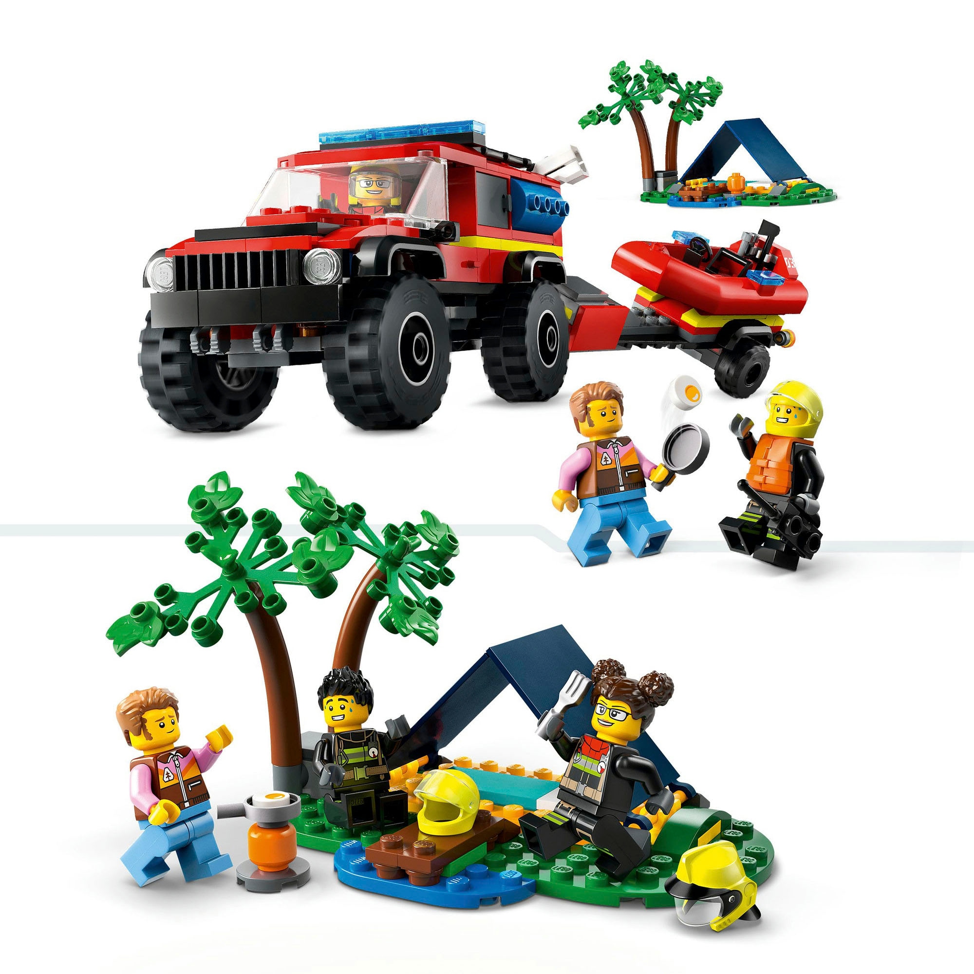 LEGO® Konstruktionsspielsteine »Feuerwehrgeländewagen mit Rettungsboot (60412), LEGO City«, (301 St.), Made in Europe