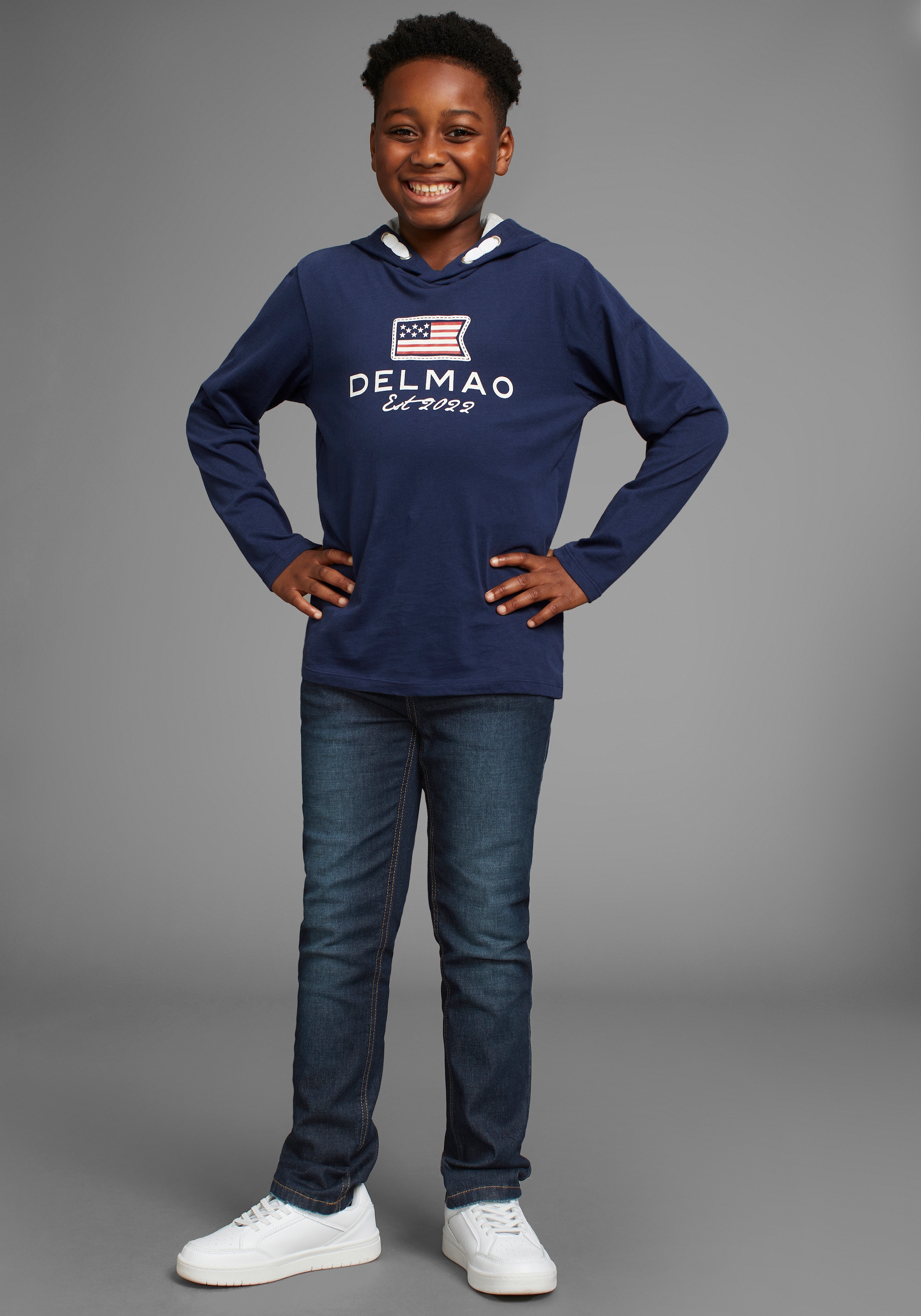 DELMAO Stretch-Jeans »Straight-fit Jeans für Jungen« elastisches Material,  Used-Look-Waschung,  niedrige Leibhöhe