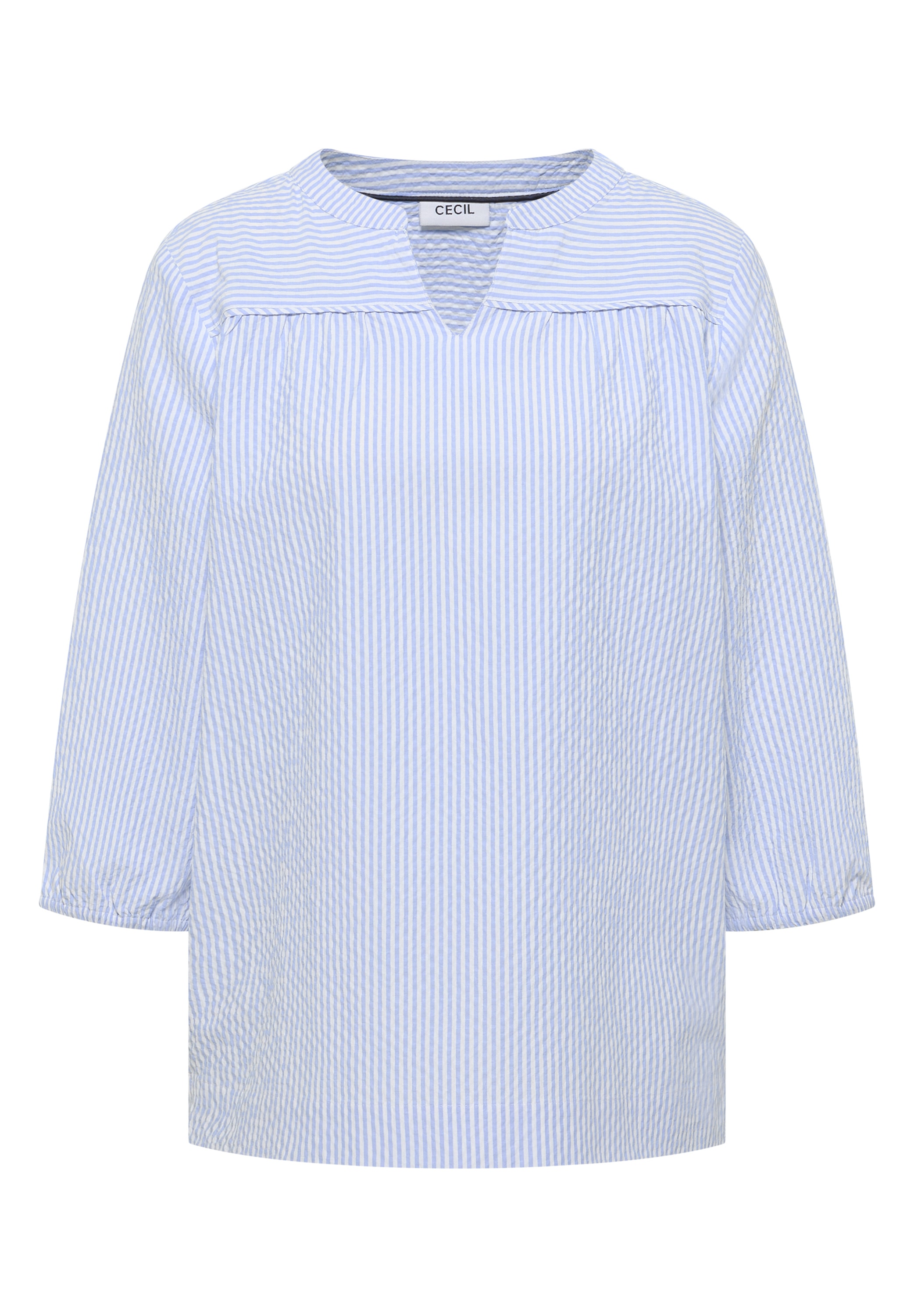 Cecil Hemdbluse 3/4-Arm-Bluse in Seersucker Qualität und Streifen-Optik
