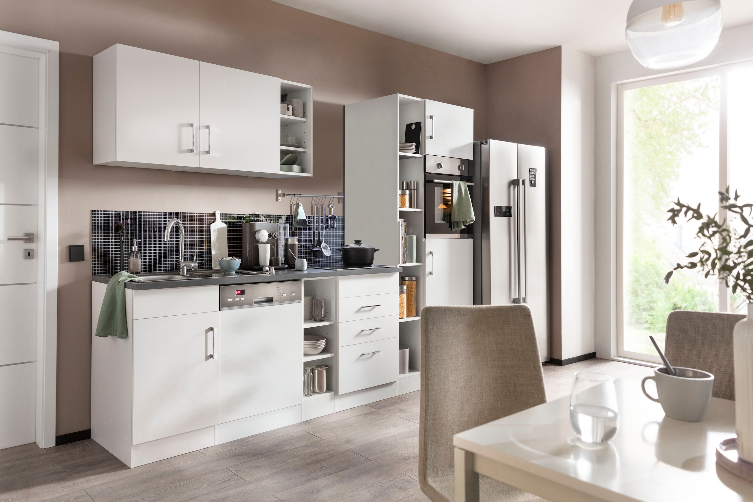 KOCHSTATION Küchenzeile »KS-Paris – Küchen mit einzigartigen Fotomotiven auf den Fronten« Breite 290 cm, wahlweise mit E-Geräten und Induktion