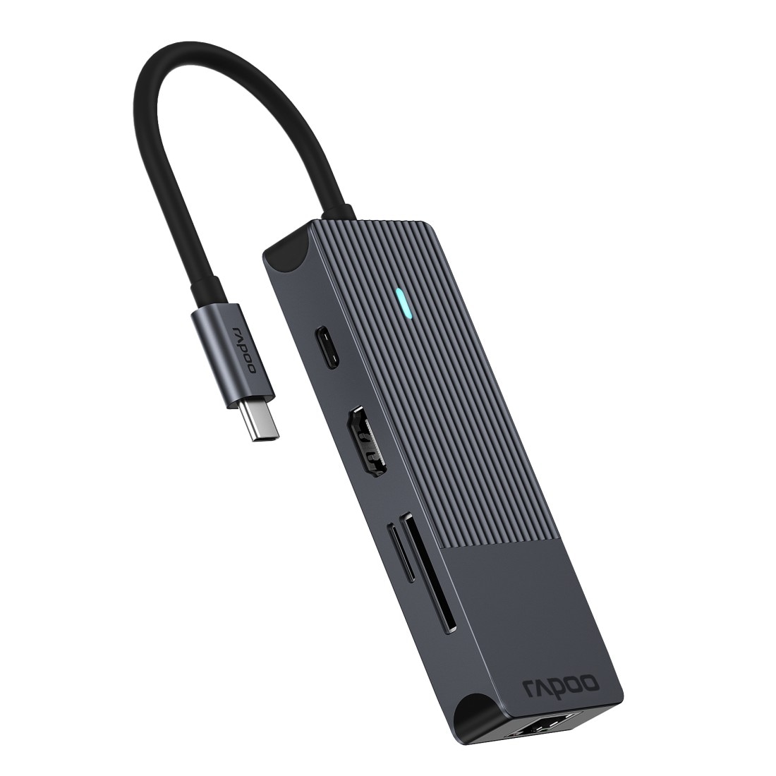 Rapoo USB-Adapter »UCM-2004 USB-C Multiport Adapter, 8in1, Grau«, USB-C zu HDMI-USB 3.0 Typ A-RJ-45 (Ethernet)-SD-Card-MicroSD-Card, 18 cm