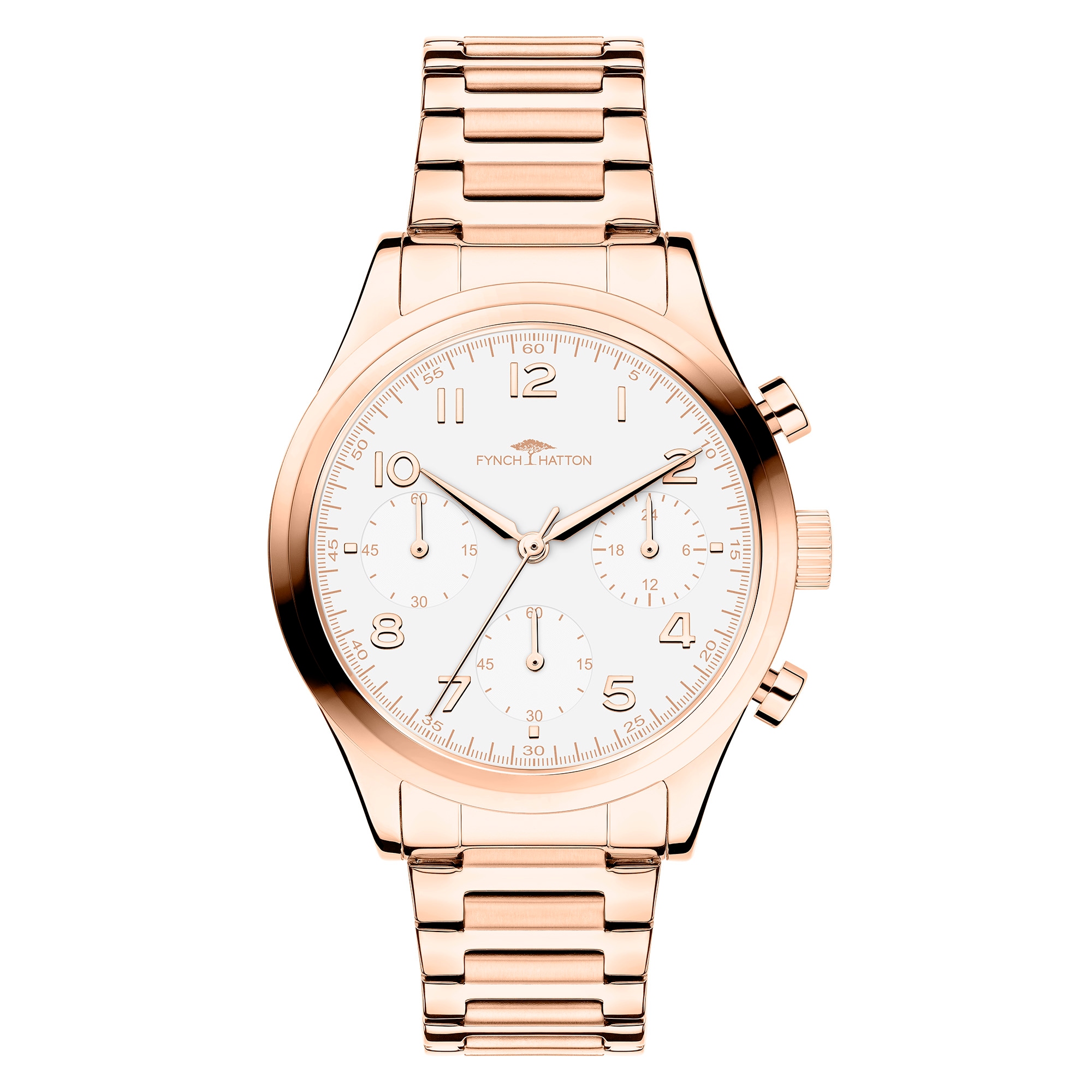 FYNCH-HATTON Chronograph Quarzuhr, Armbanduhr, Damenuhr, Edelstahlarmband, analog