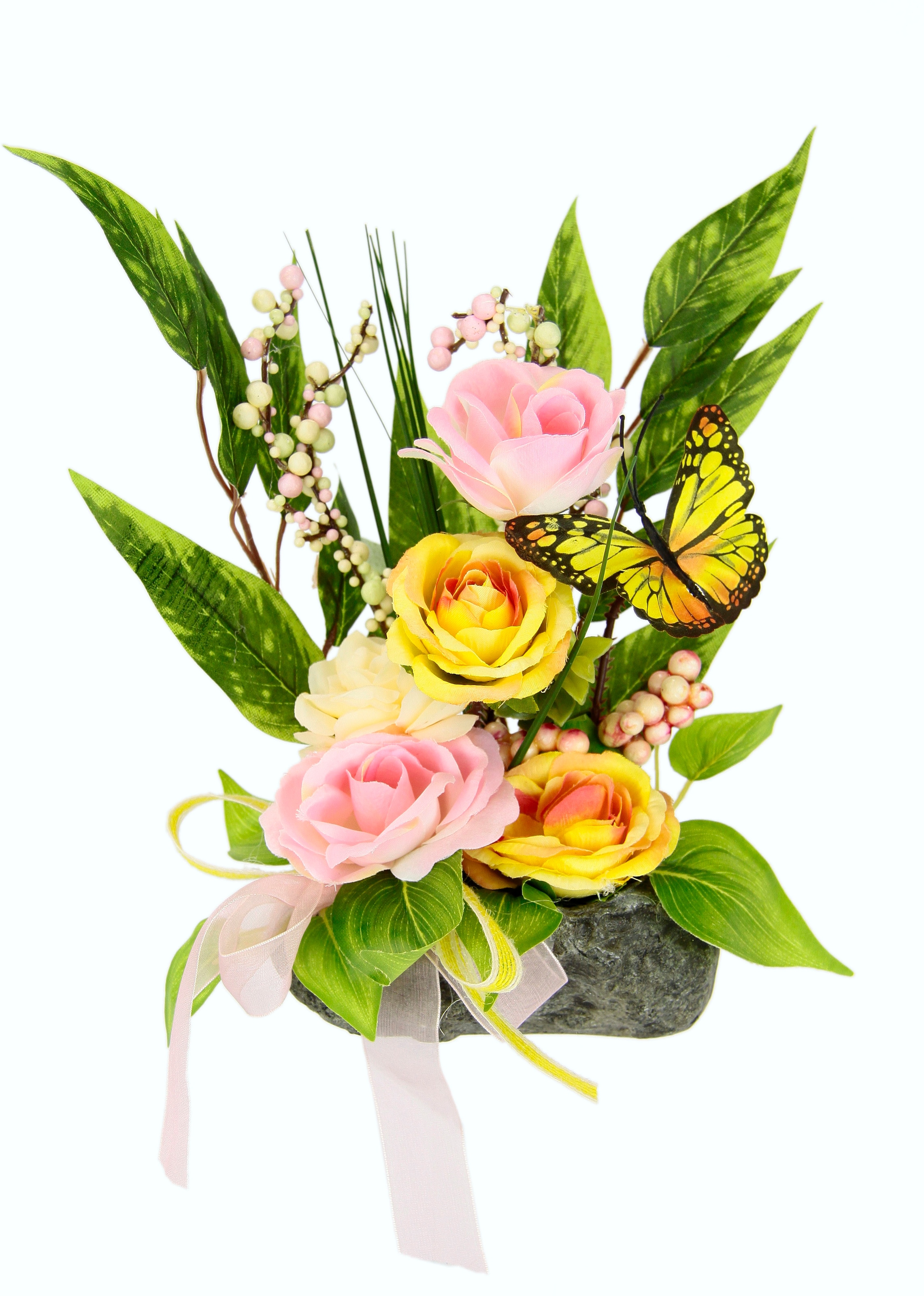 Jahren Garantie XXL kaufen »Rosen, Schleife«, mit online Kunstpflanze 3 cm 22 Beeren | Schmetterling, I.GE.A. und