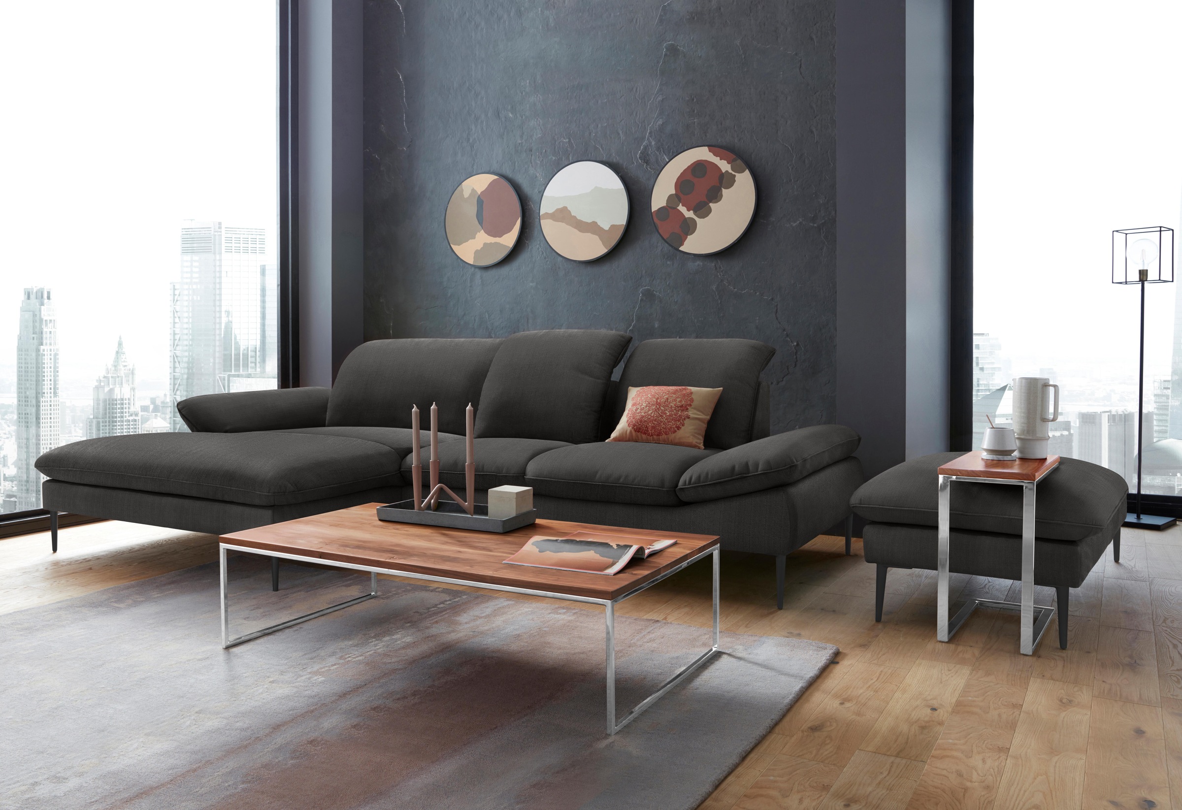 W.SCHILLIG Hocker »enjoy&MORE«, Füße schwarz pulverbeschichtet, Breite 106 cm