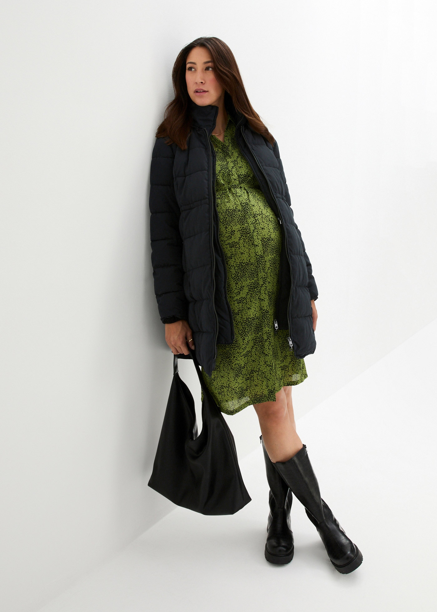 bonprix Umstandsjacke »3-in-1 warm wattierte Umstands- und Tragejacke« mit Kapuze Wattierte warme Winterjacke 3-in-1 warm Umstands- und Tragefunktion