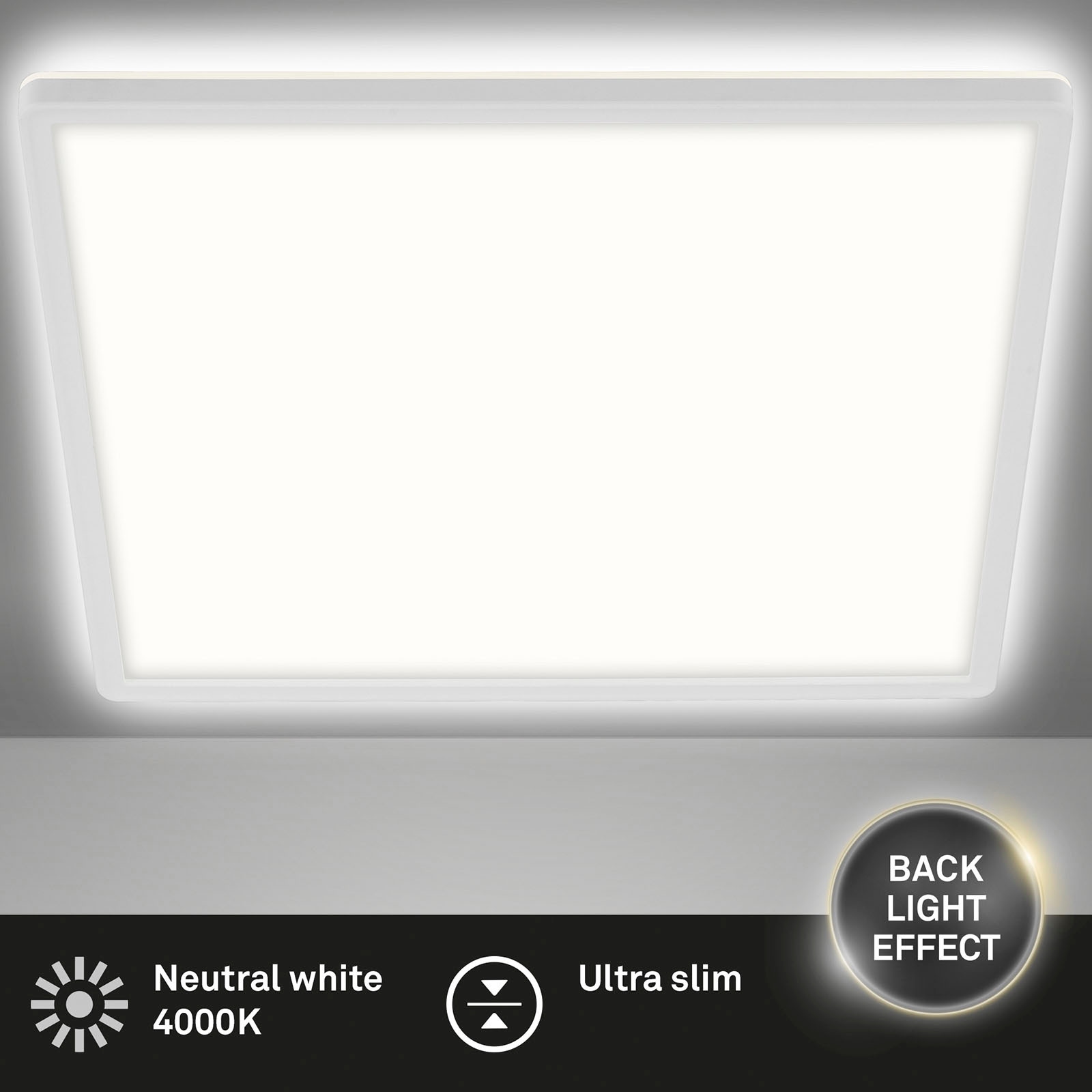 Briloner Leuchten LED Panel »7156416 SLIM«, Leuchtmittel LED-Board | LED fest integriert, Deckenlampe, 29,3x29,3x2,8cm, Weiß, 18W, Wohnzimmer, Schlafzimmer