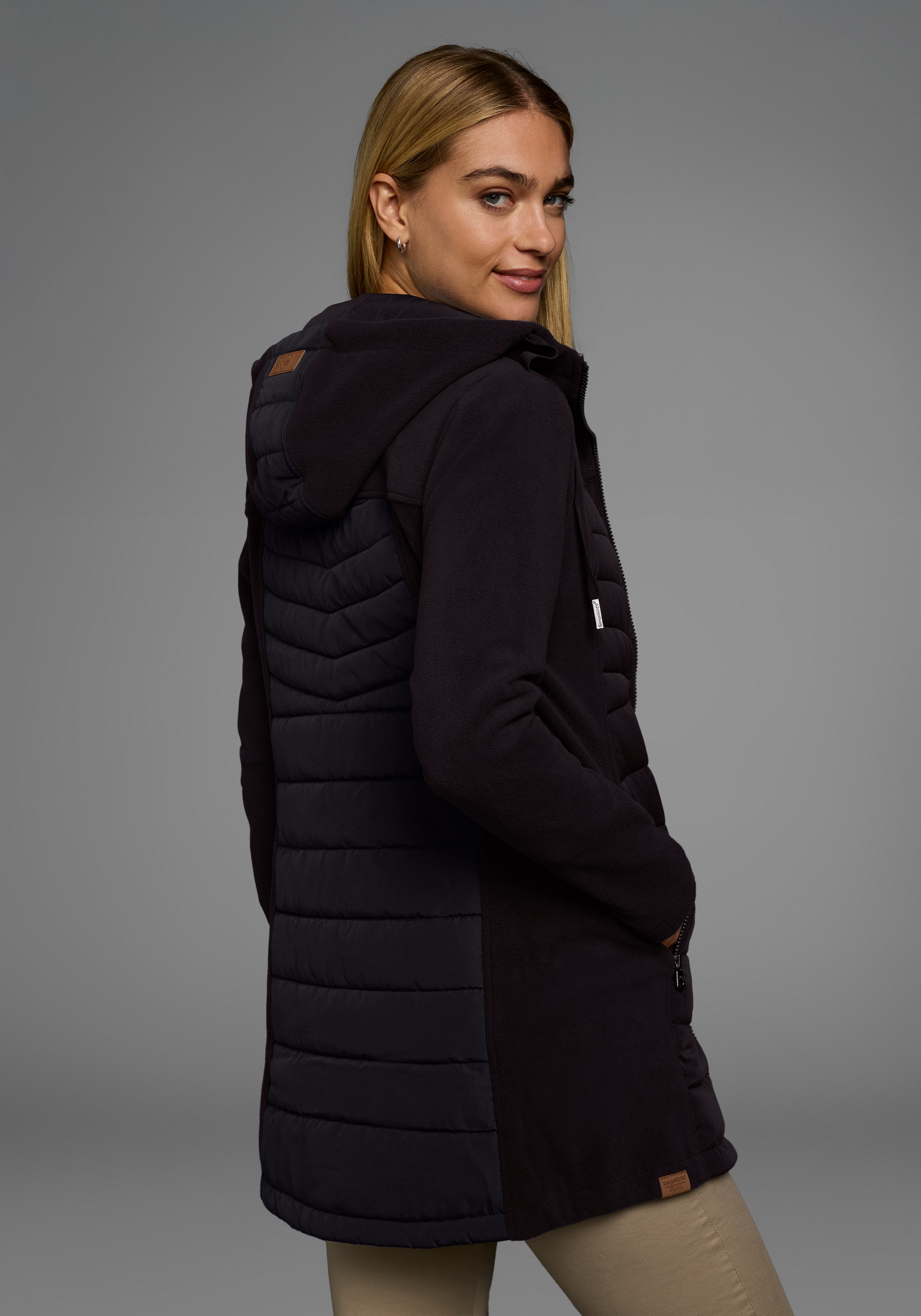 KangaROOS Langjacke mit Kapuze Hybridjacke - Fleecejacke mit wattierten Bereichen